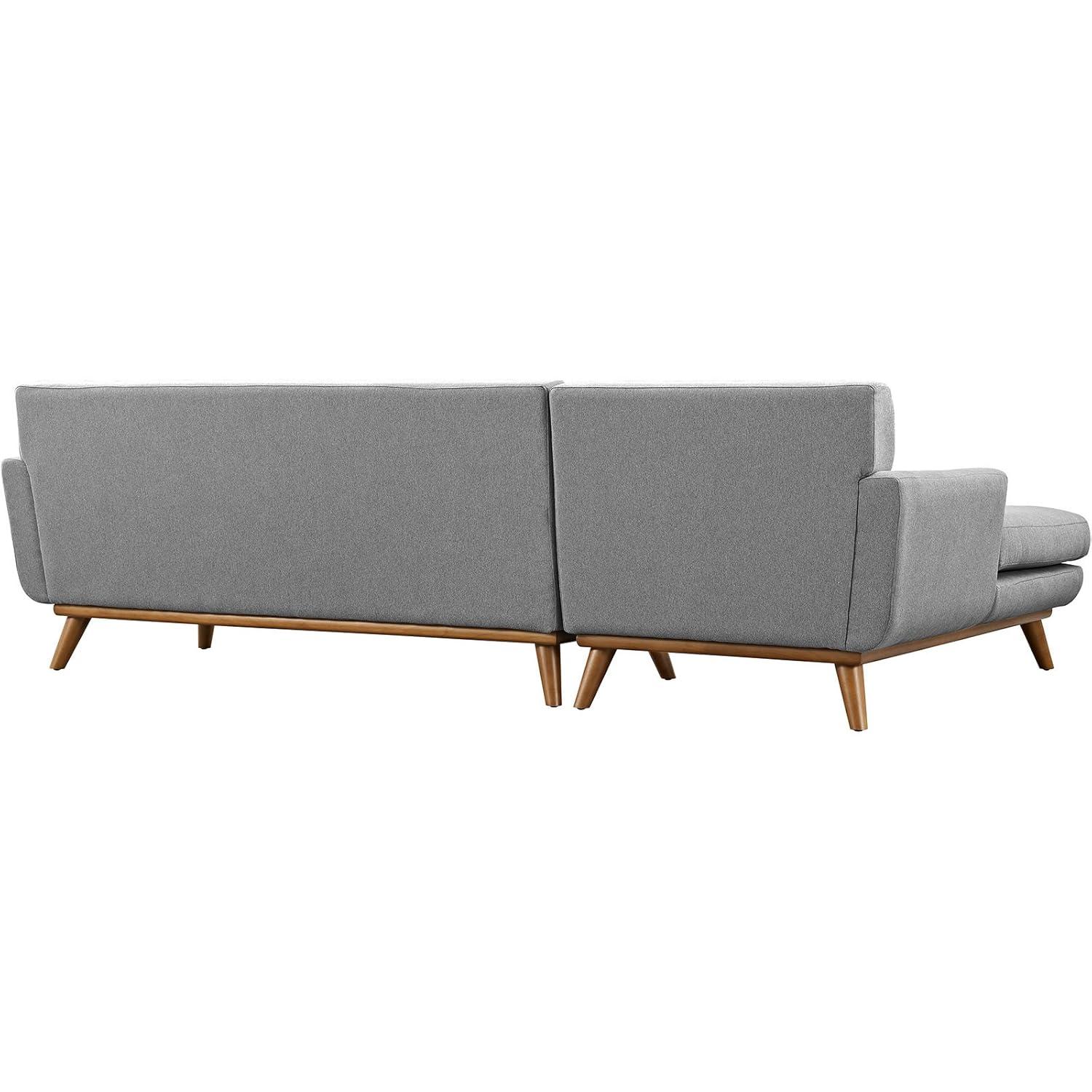 Modway Engage Left-Facing Upholstered Fabric Sectional Sofa in Expectation Gray