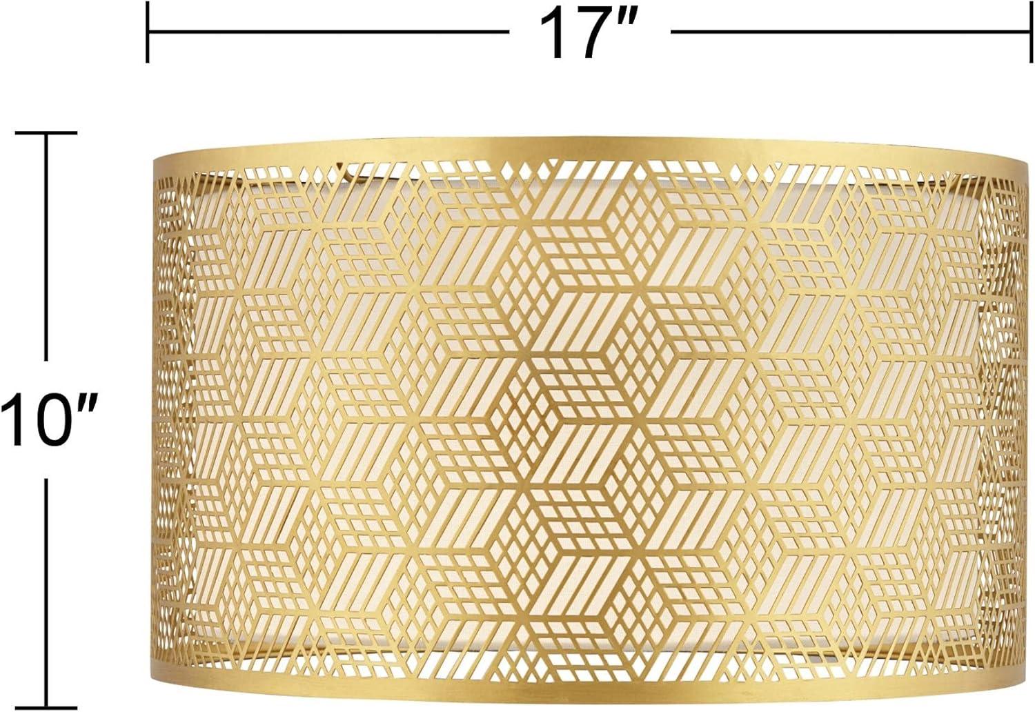 Gold Finish Laser Cut Metal Drum Lamp Shade