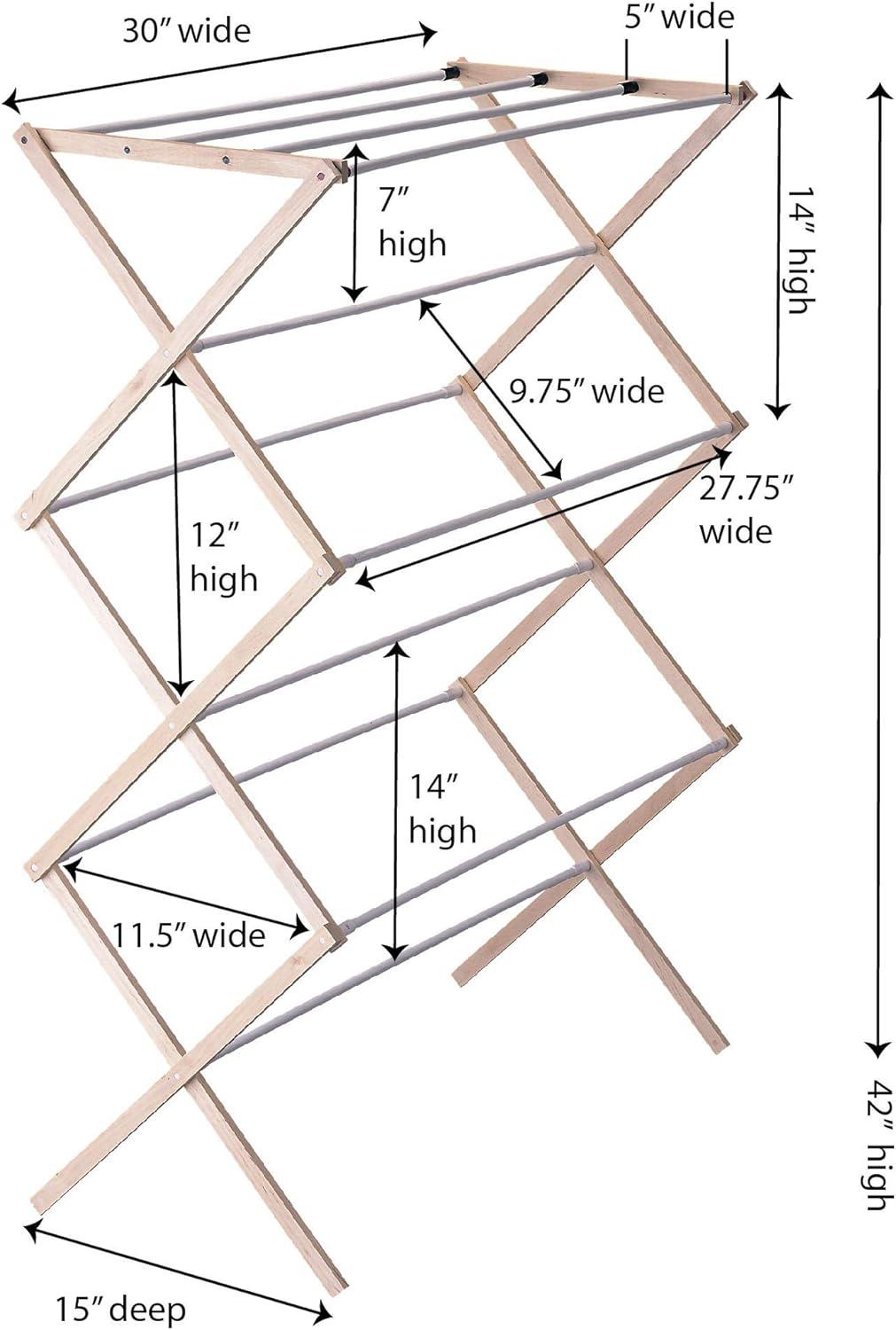 Household Essentials Wood Clothes Dryer White: Light Brown Drying Rack, 25 lb Capacity, No Assembly Required