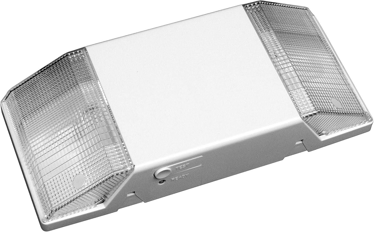 White Compact LED Emergency Light Fixture with Integrated LEDs