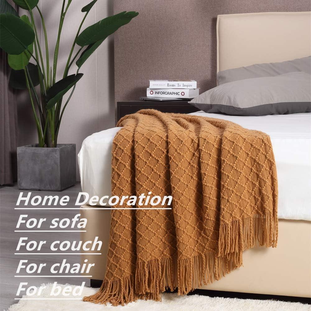 CREVENT Home Decor Rustic Couch Sofa Chair Bed Throw Blanket, Soft Warm Light Weight in Spring Summer (50''X60'' Brown)