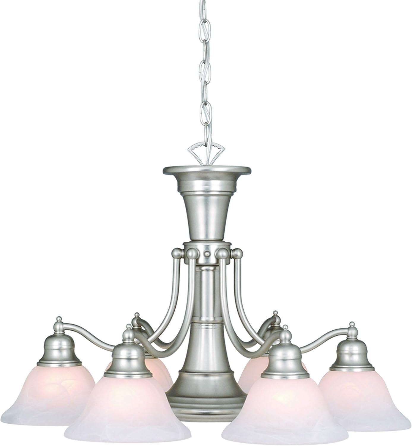 Brushed Nickel 7-Light Chandelier with Alabaster Glass Shades