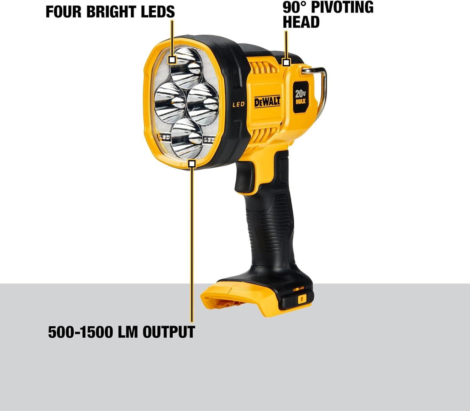 Cordless Yellow/Black LED Jobsite Spotlight with Pivoting Head