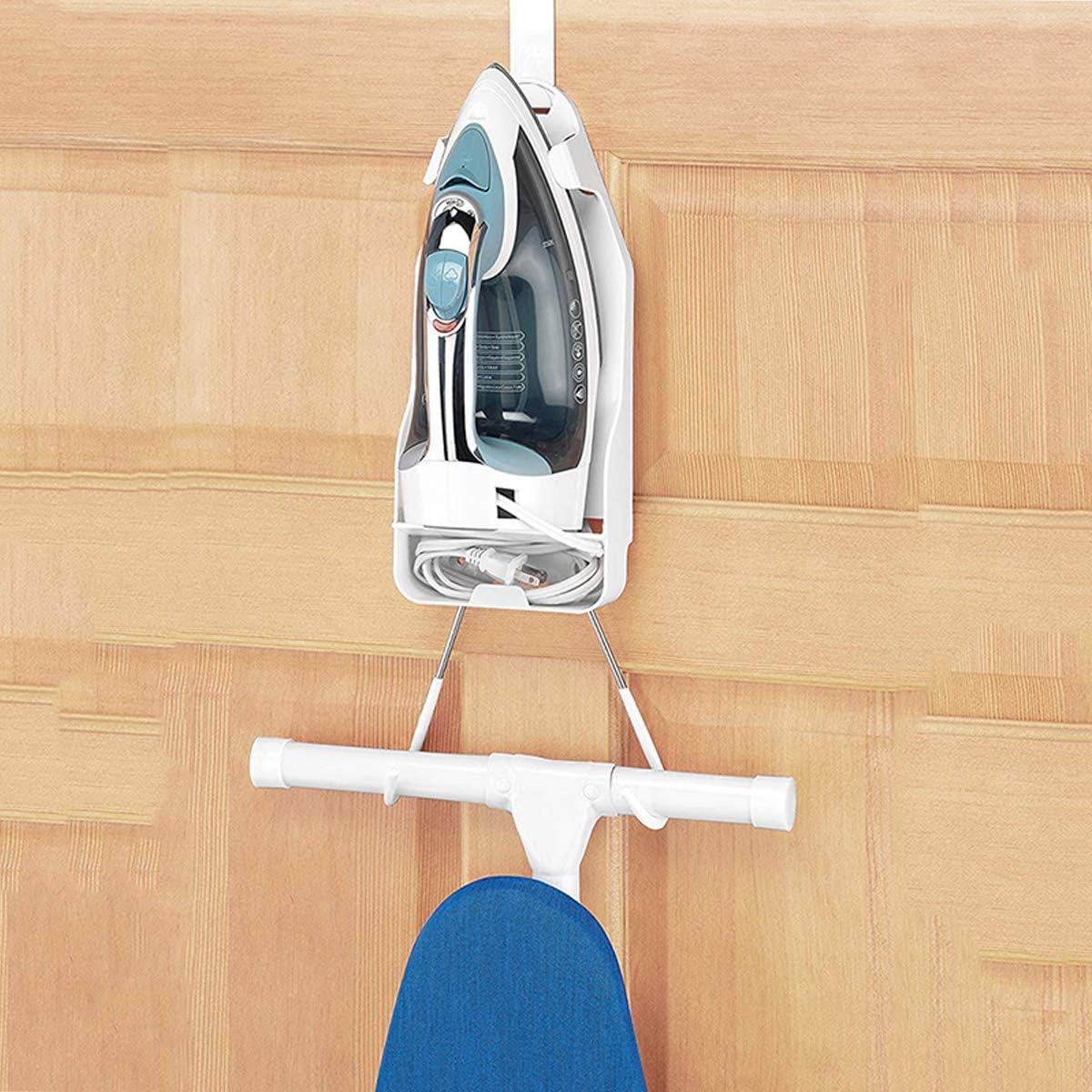 Ironing Board Hanger Wall Mount Electric Iron Holder Household Bathroom Shelf Holder Rack Electric Iron Holder - for Max 5.3 inch Width(White)