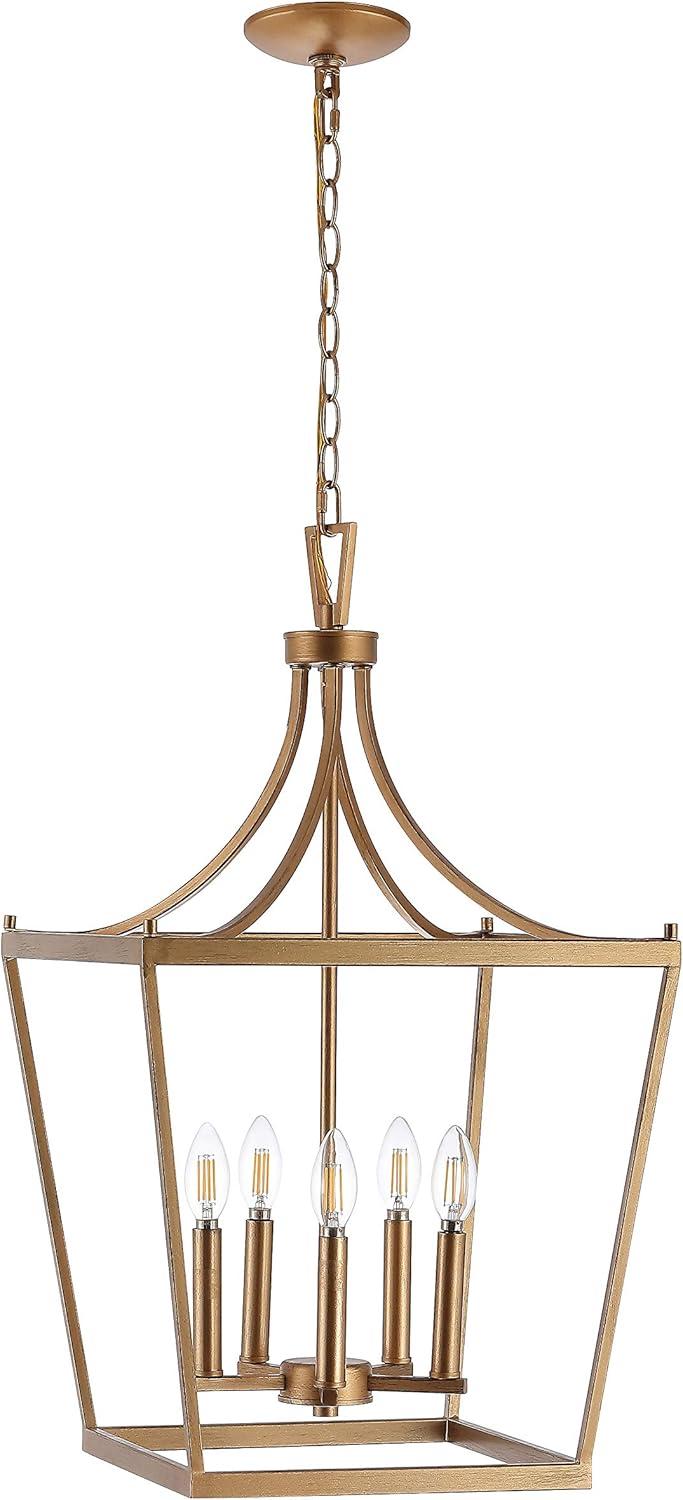 Safavieh Kenris 5 Light Industrial Pendant, Gold Painted