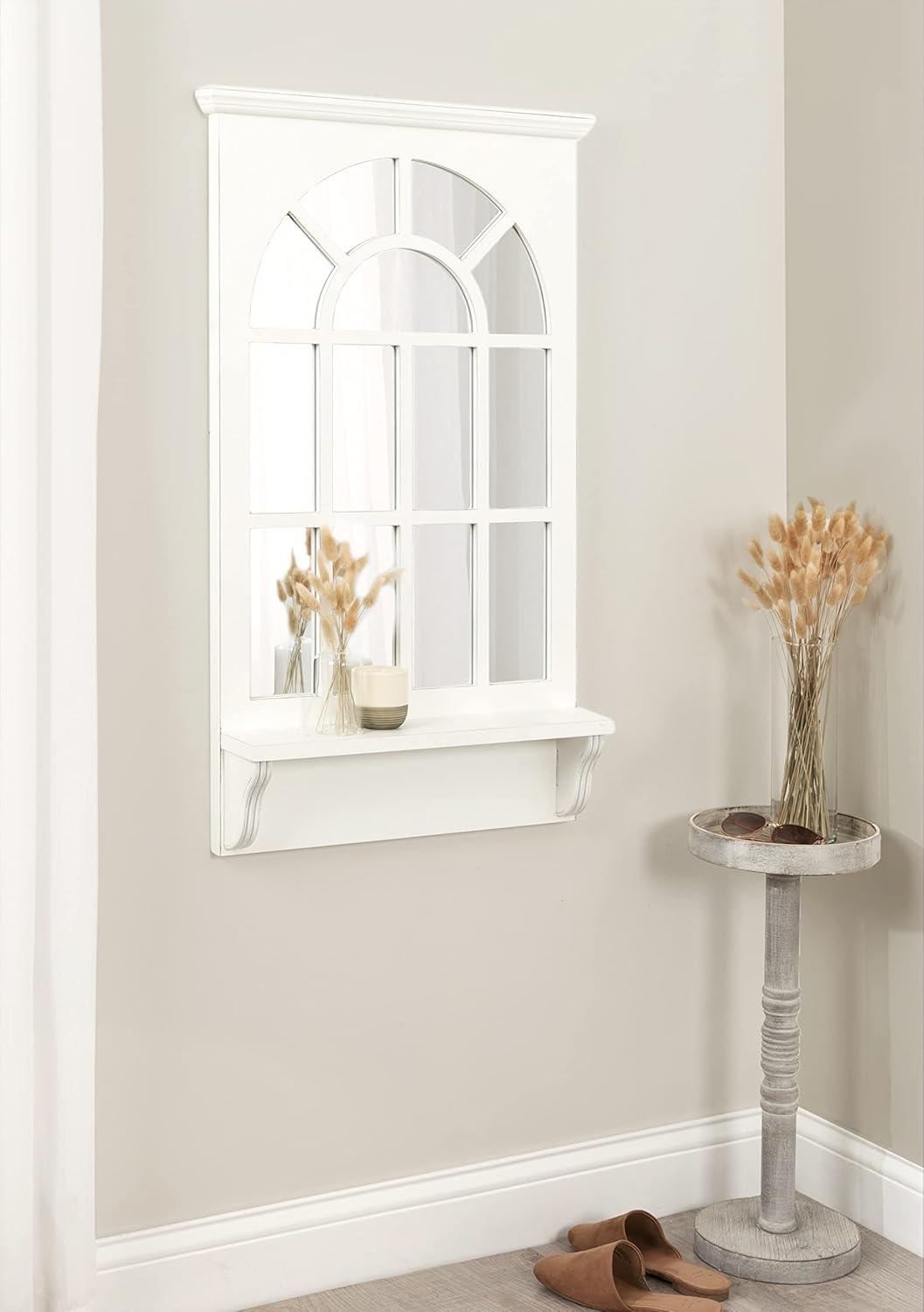 21"x36" Wallhaus Wall Mirror with Shelf White - Kate & Laurel All Things Decor