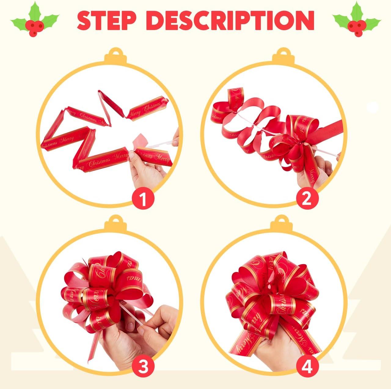 JOYIN 48 Pcs Christmas Pull Bows with Ribbon 5? Wide for Gift Wrapping & Present tags, Boxing Decorations, Holiday Decor