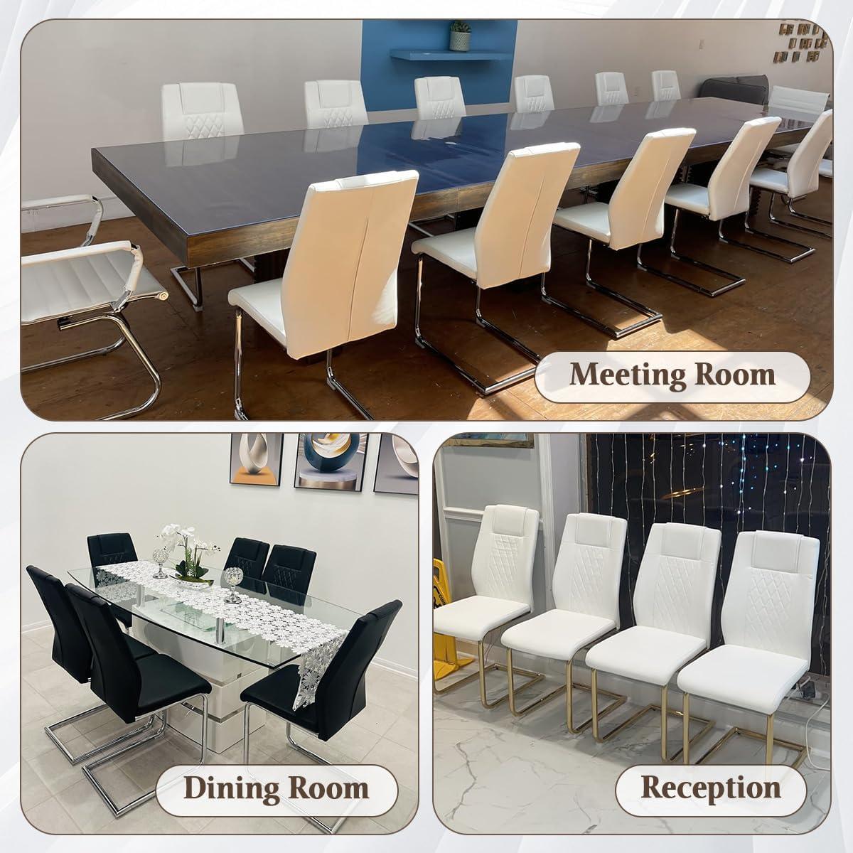 Ecarpat Dining Chairs Set of 4 with Golden Leg, Artificial Leather, for Kitchens Living Rooms and Offices