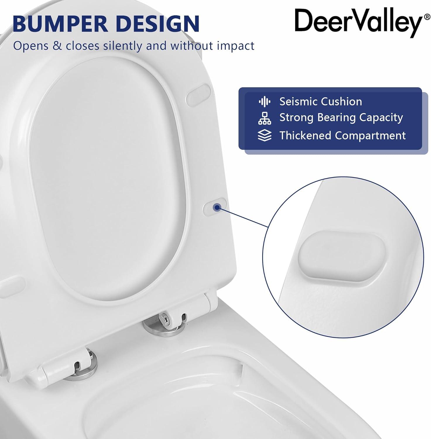 DeerValley One Piece Modern Toilet, Elongated Dual Flush Standard White Toilet with Comfort ADA Seat Height(Seat Included)