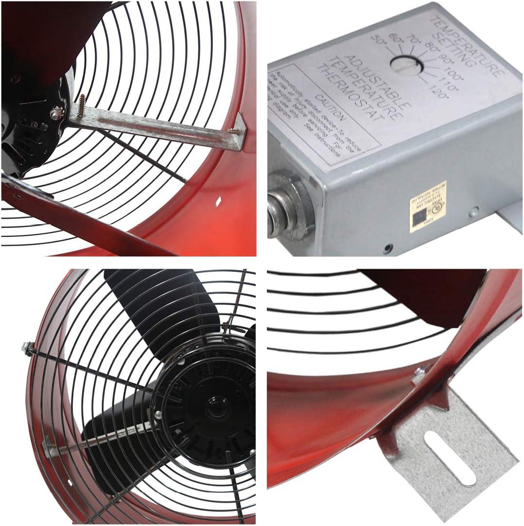 Red and Black Galvanized Steel Roof Mount Attic Fan