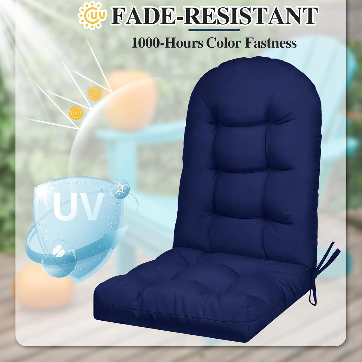 Crestlive Products Adirondack Style Patio Outdoor Chair Cushion for Adirondack Chair or Lounge Rocking Chair - See picture 2-Piece Set, Navy Blue