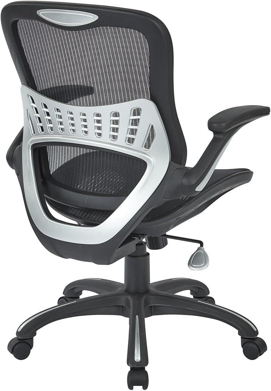 Black Mesh and Leather Executive Swivel Office Chair