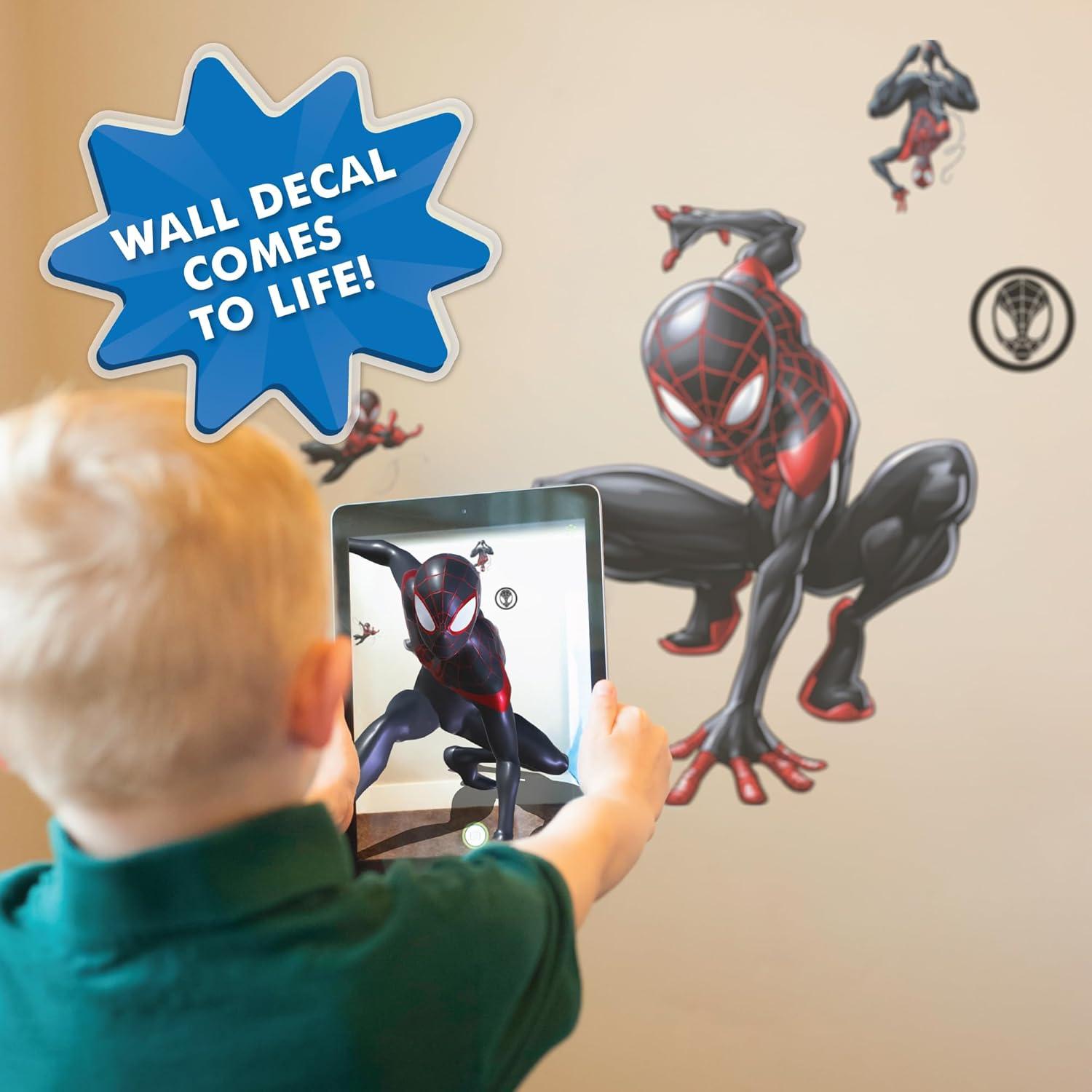 Wall Palz Marvel Miles Morales Wall Decal - 20" Augmented Reality Spider-Man Bedroom Decor Peel and Stick Vinyl Wall Stickers