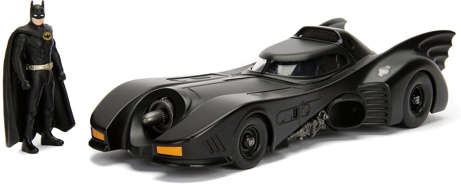 1989 Batmobile Black Chrome Die-Cast Vehicle with Batman Figure