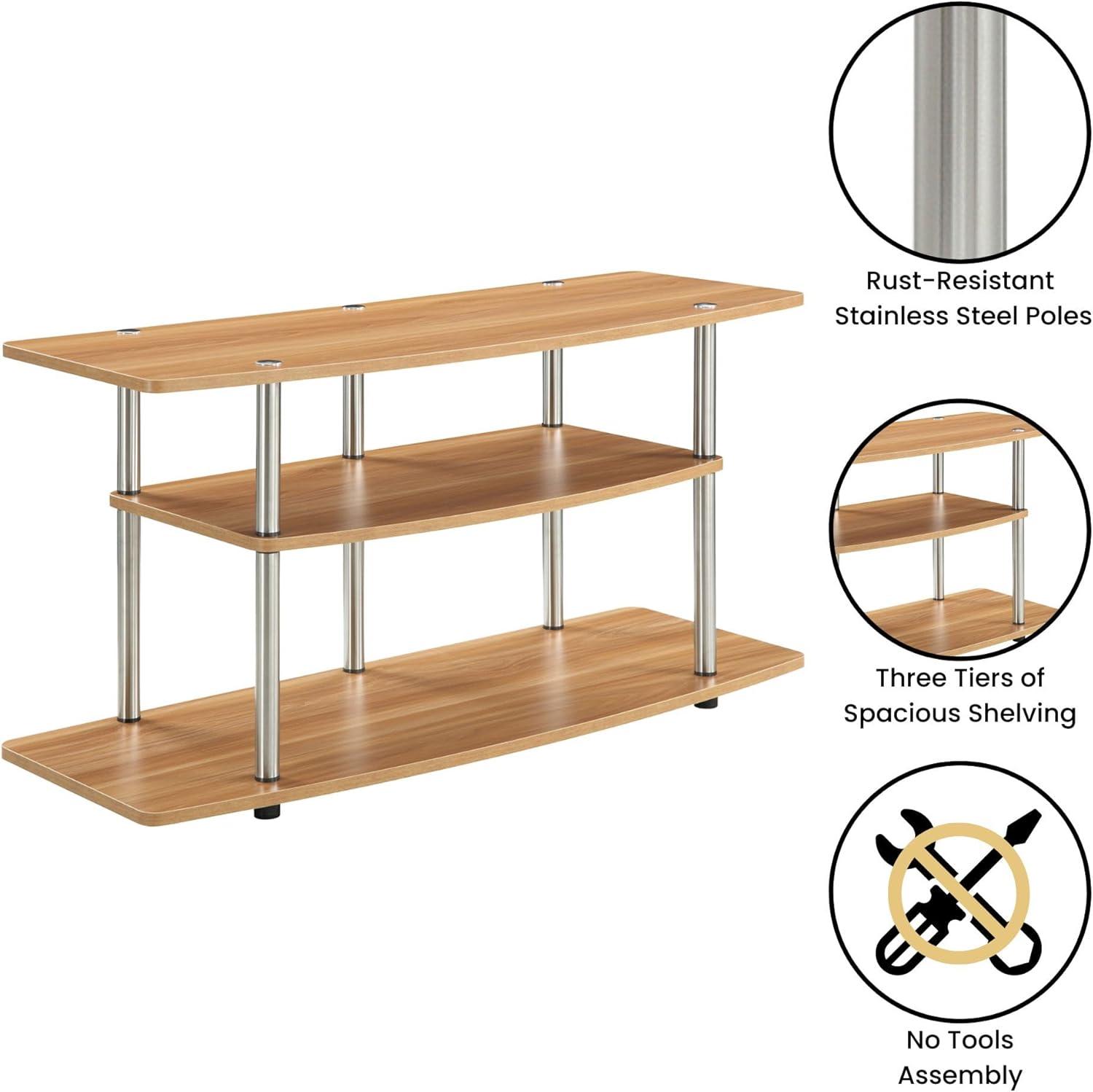 Convenience Concepts Designs2Go No Tools 3 Tier Wide TV Stand for TVs up to 46", Light Oak