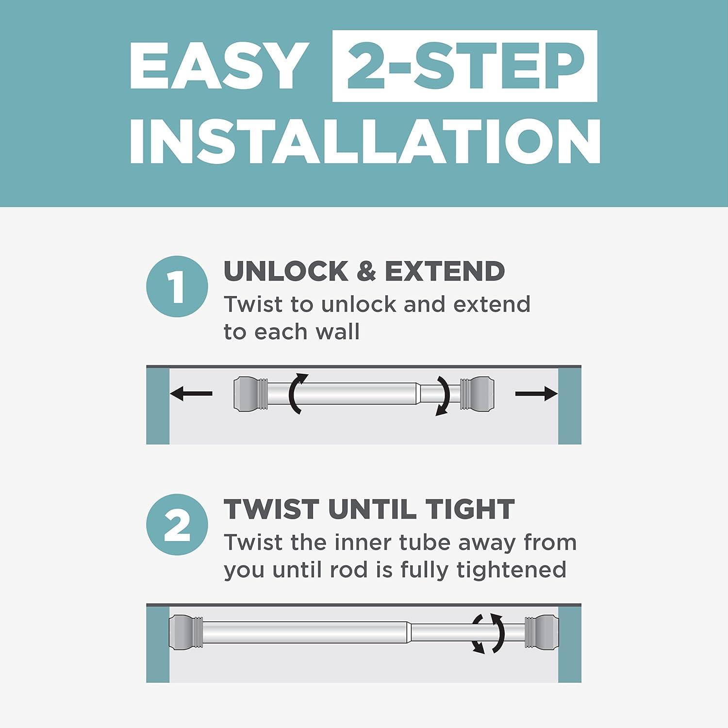 Zenna Home Adjustable Tension Stall Shower Rod, 26 - 40 Inches, White