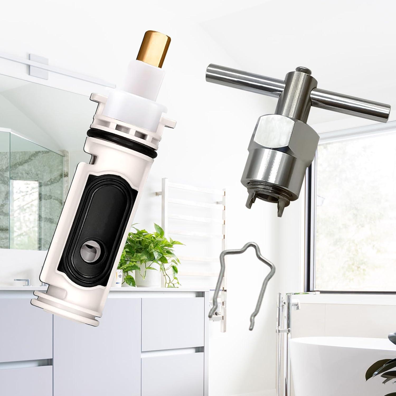 1222 Replacement Cartridge with Moen 104421 Cartridge Puller Removal Tool Retainer Clip Compatible with Moen One-Hanlde Posi Temp 1222B Shower Bathtub Faucet (1222 cartridge +104421 cartridge puller)