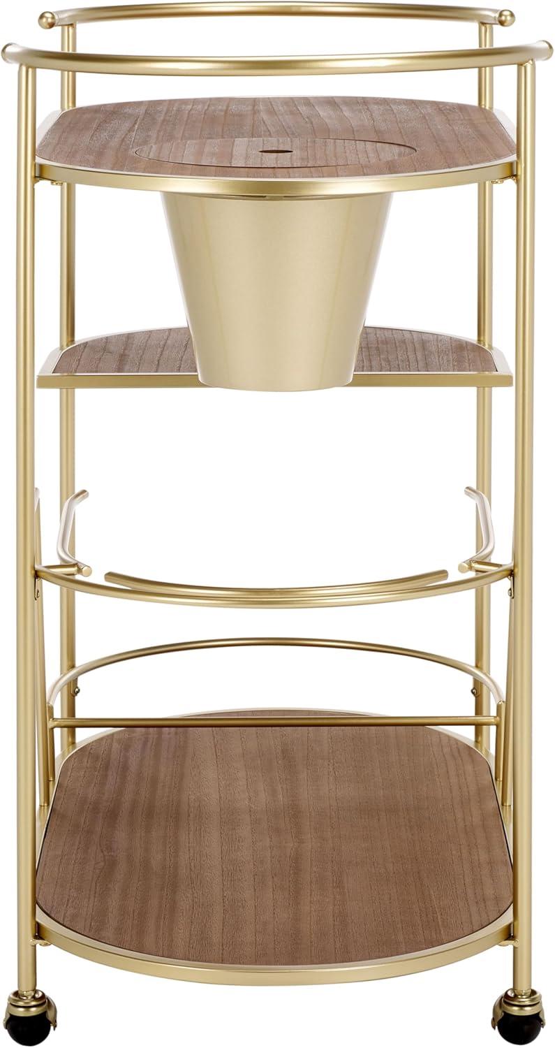 Alora 2 Tier Bar Cart With Bucket - BCT2502A - Brushed Gold/Natural - Safavieh