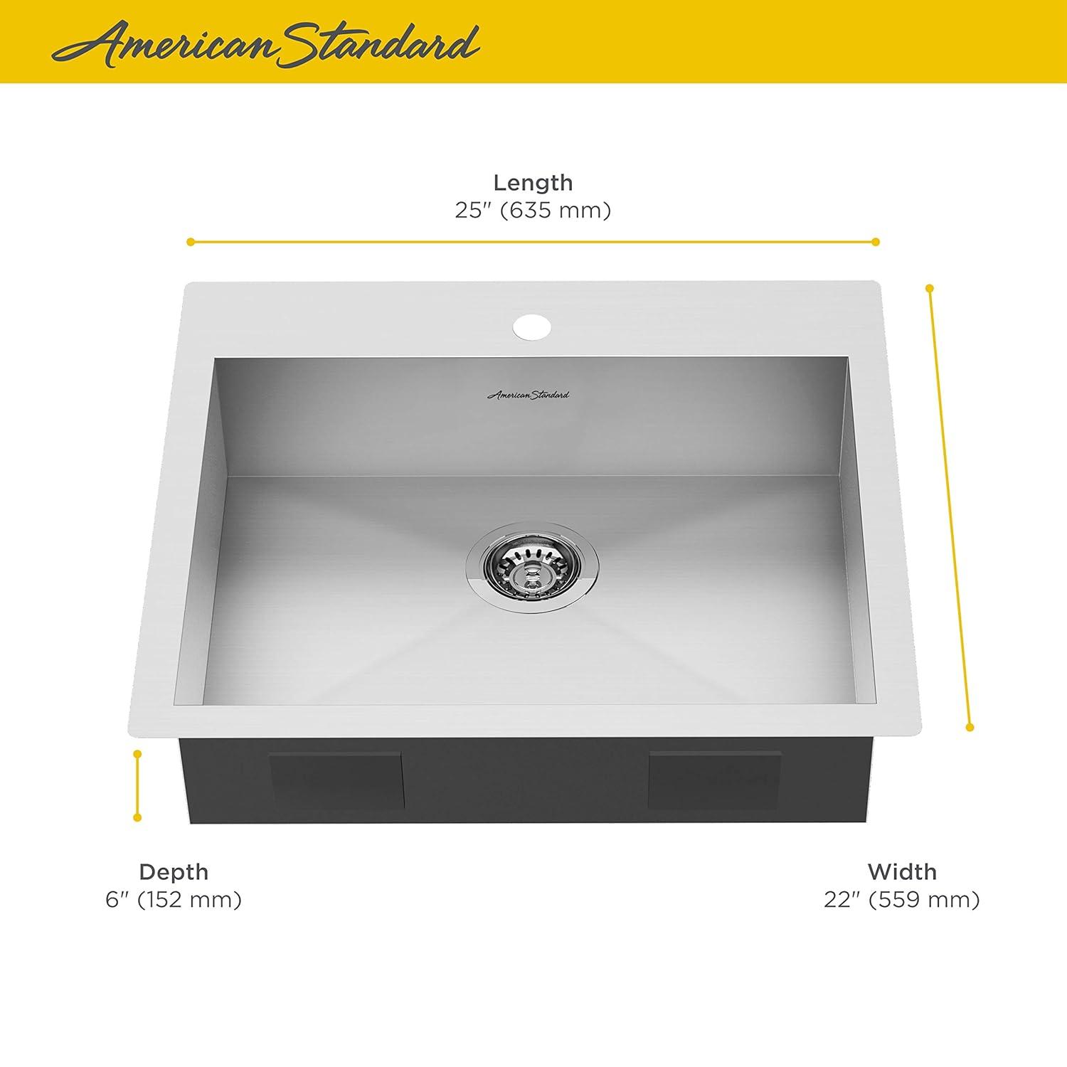 Edgewater 25'' L Undermount Single Bowl Stainless Steel Kitchen Sink