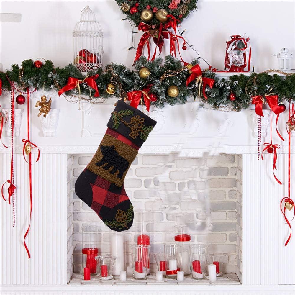 Red and Black Plaid Faux Fur Christmas Stocking