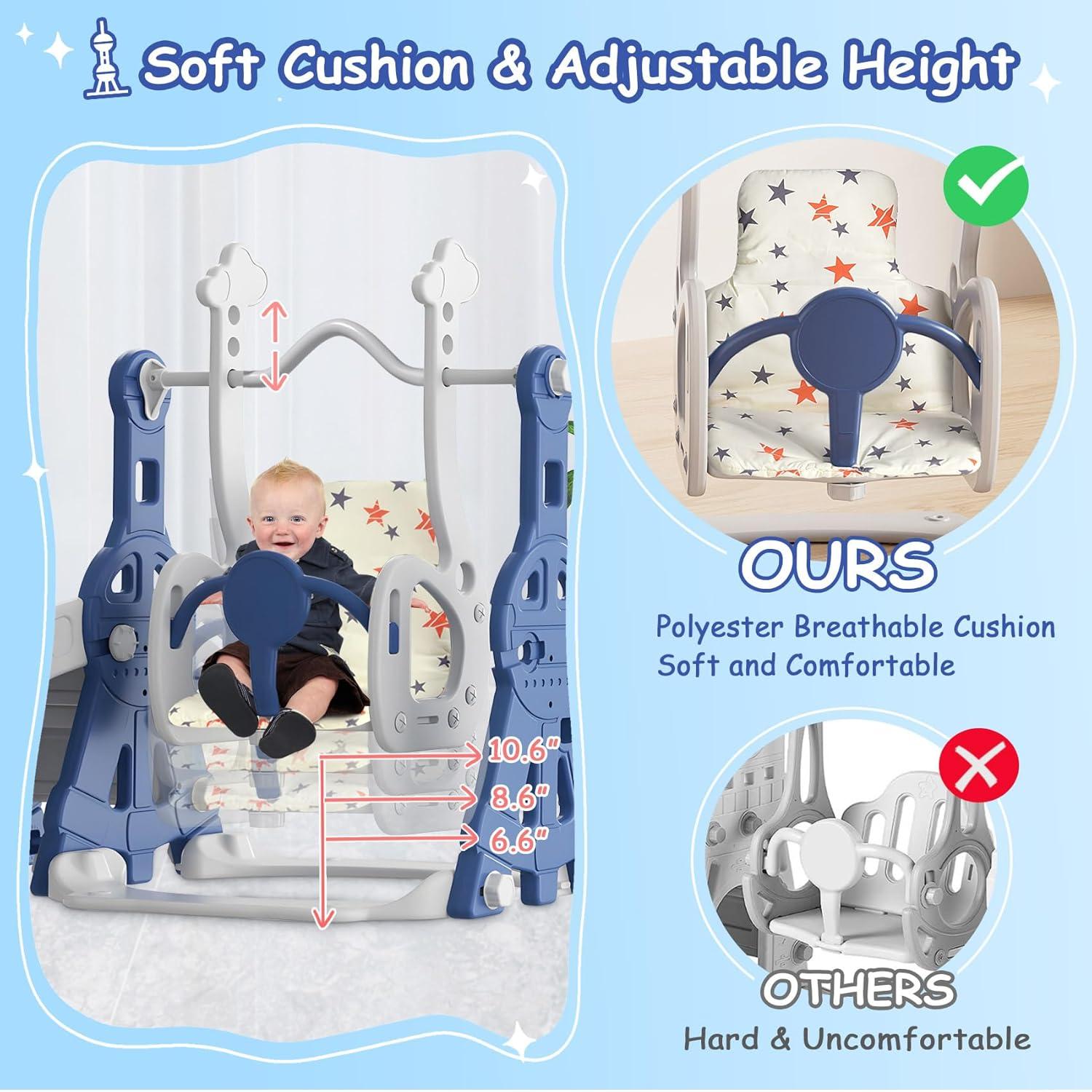 Suteck 4 in 1 Toddler Slide, Kids Slide with Climber and Swing Outdoor Indoor Slide Playset