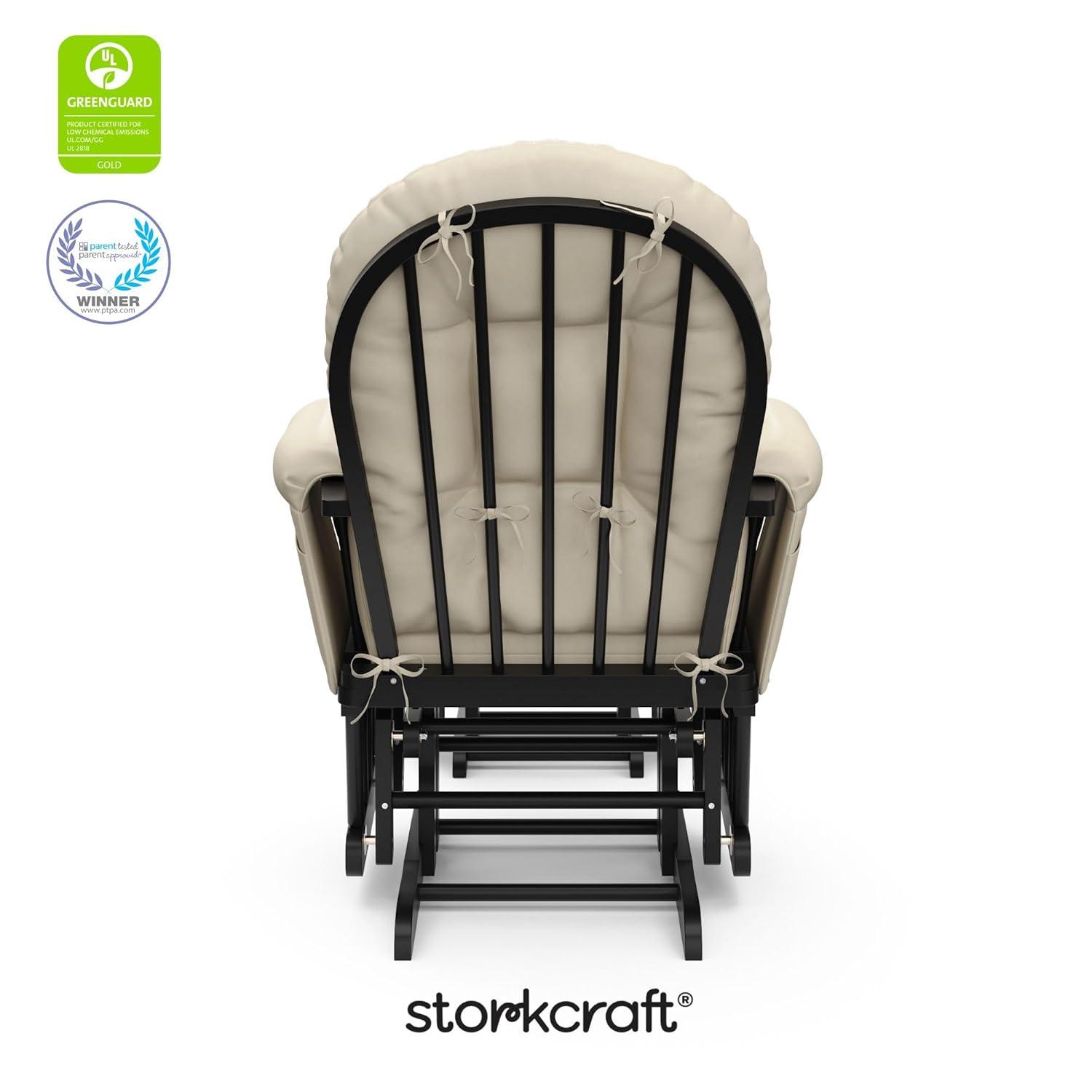 Storkcraft Hoop Infant Nursery Glider and Ottoman, Black with Beige