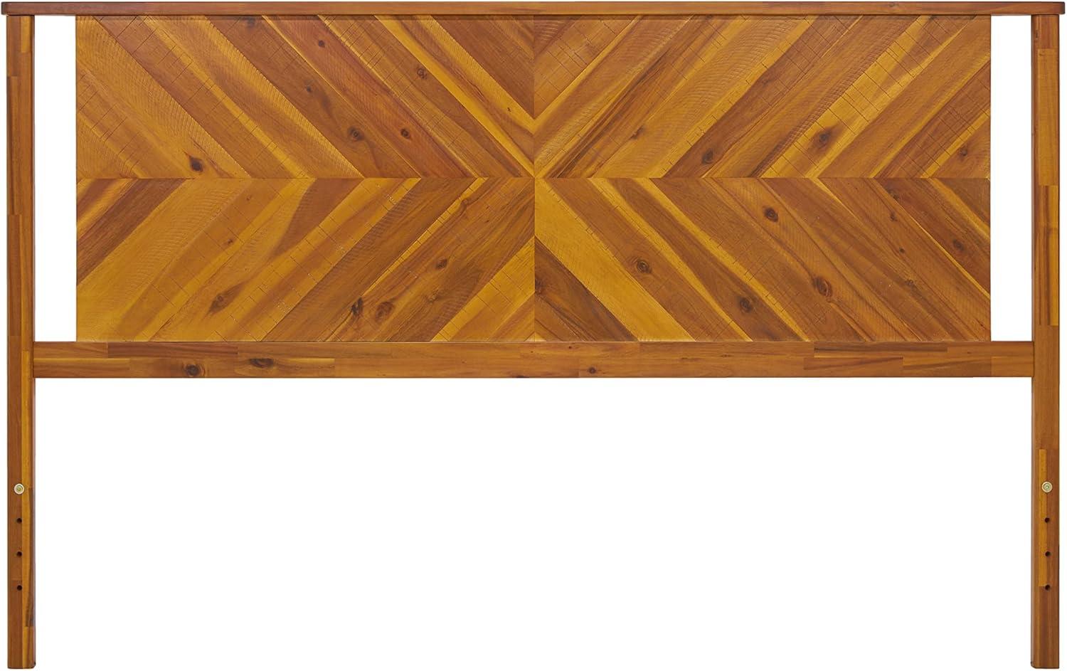 King Rustic Golden Brown Acacia Wood Slat Headboard