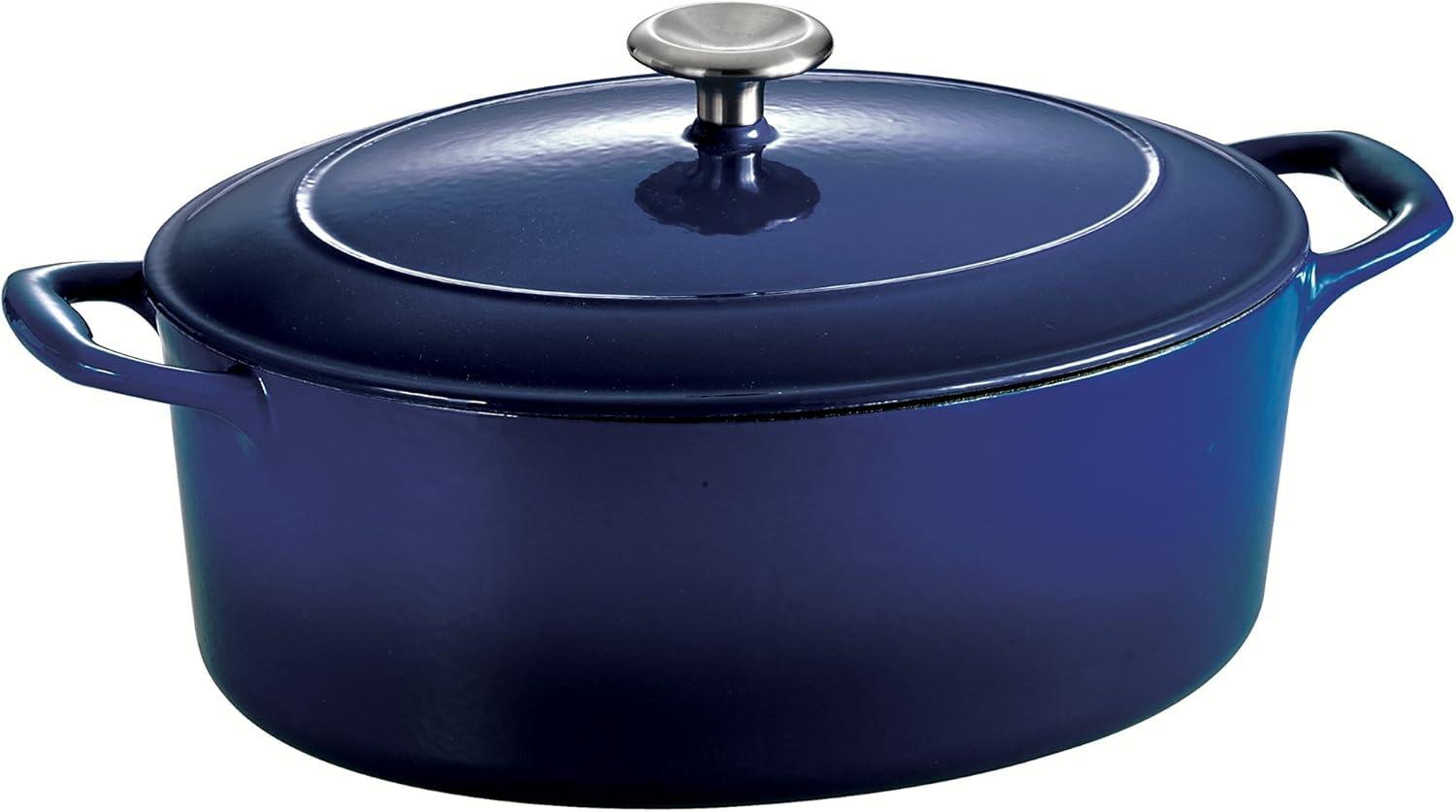 Tramontina Gourmet Enameled Cast Iron Covered Oval Dutch Oven - Gradated Cobalt