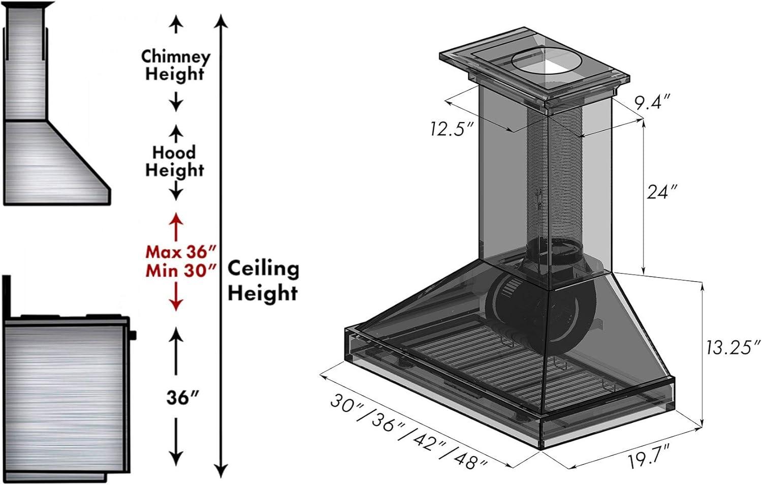 30" Wood 400 CFM Ducted Wall Mount Range Hood