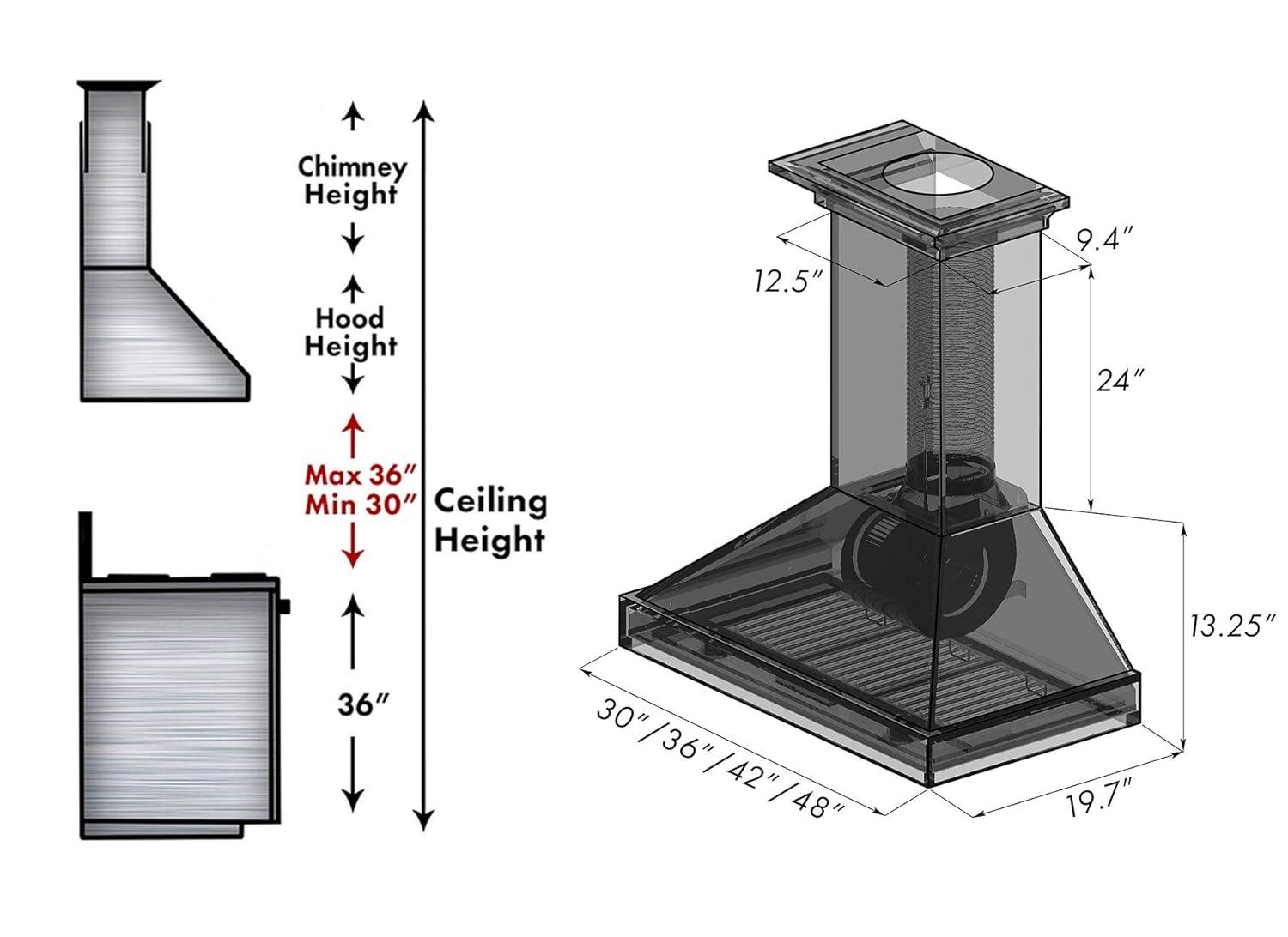 ZLINE 30 in. Convertible Vent Wooden Wall Mount Range Hood in Antigua & Walnut