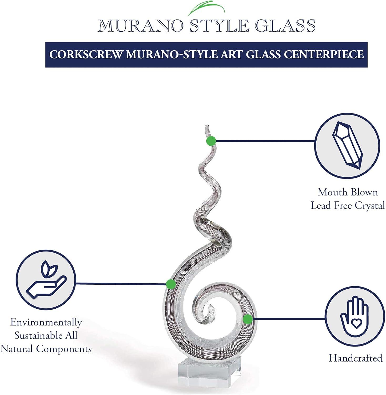 Elegant Murano-Style White Corkscrew Glass Art Centerpiece