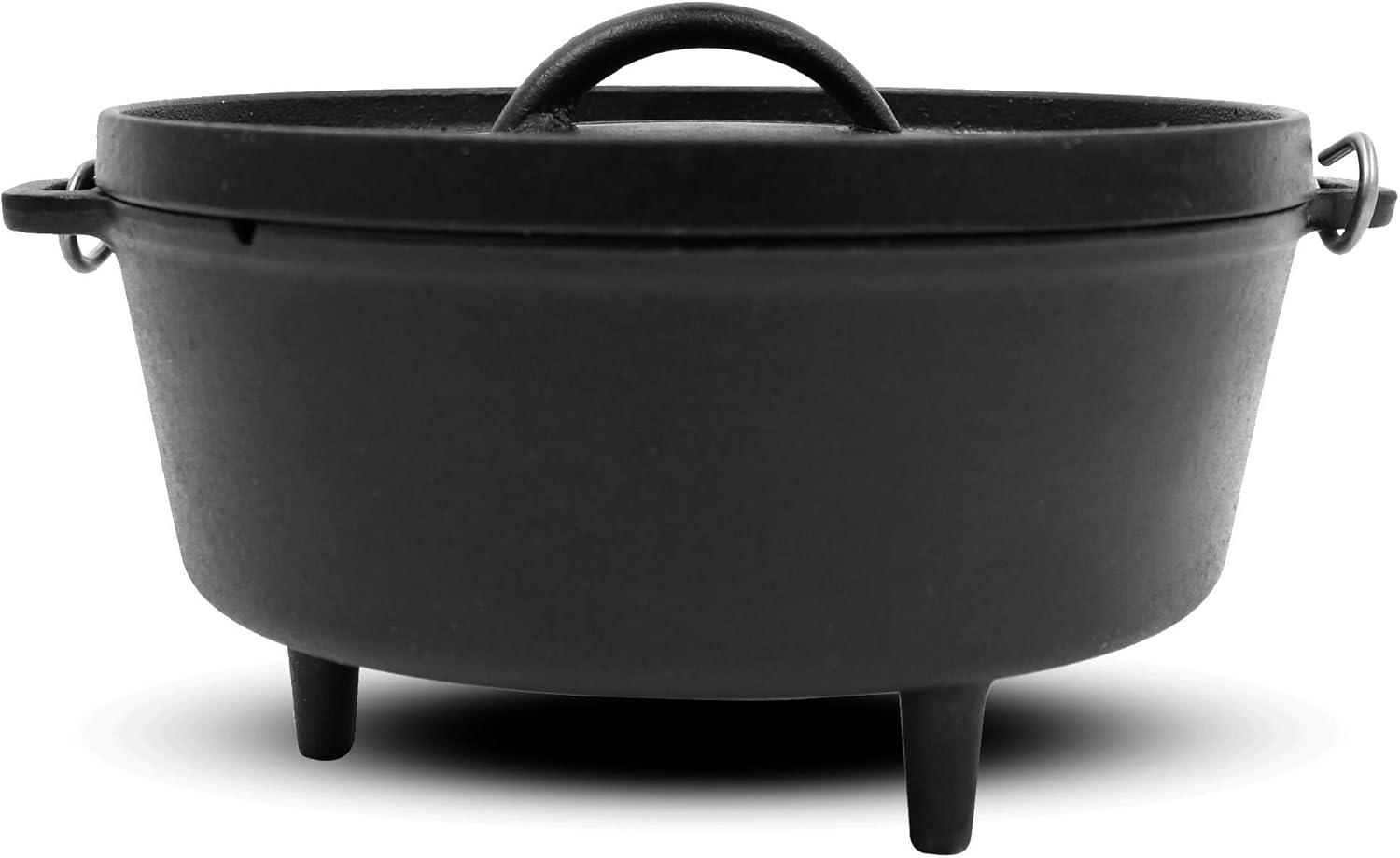 14" Black Cast Iron Non-Stick Dutch Oven with Lid