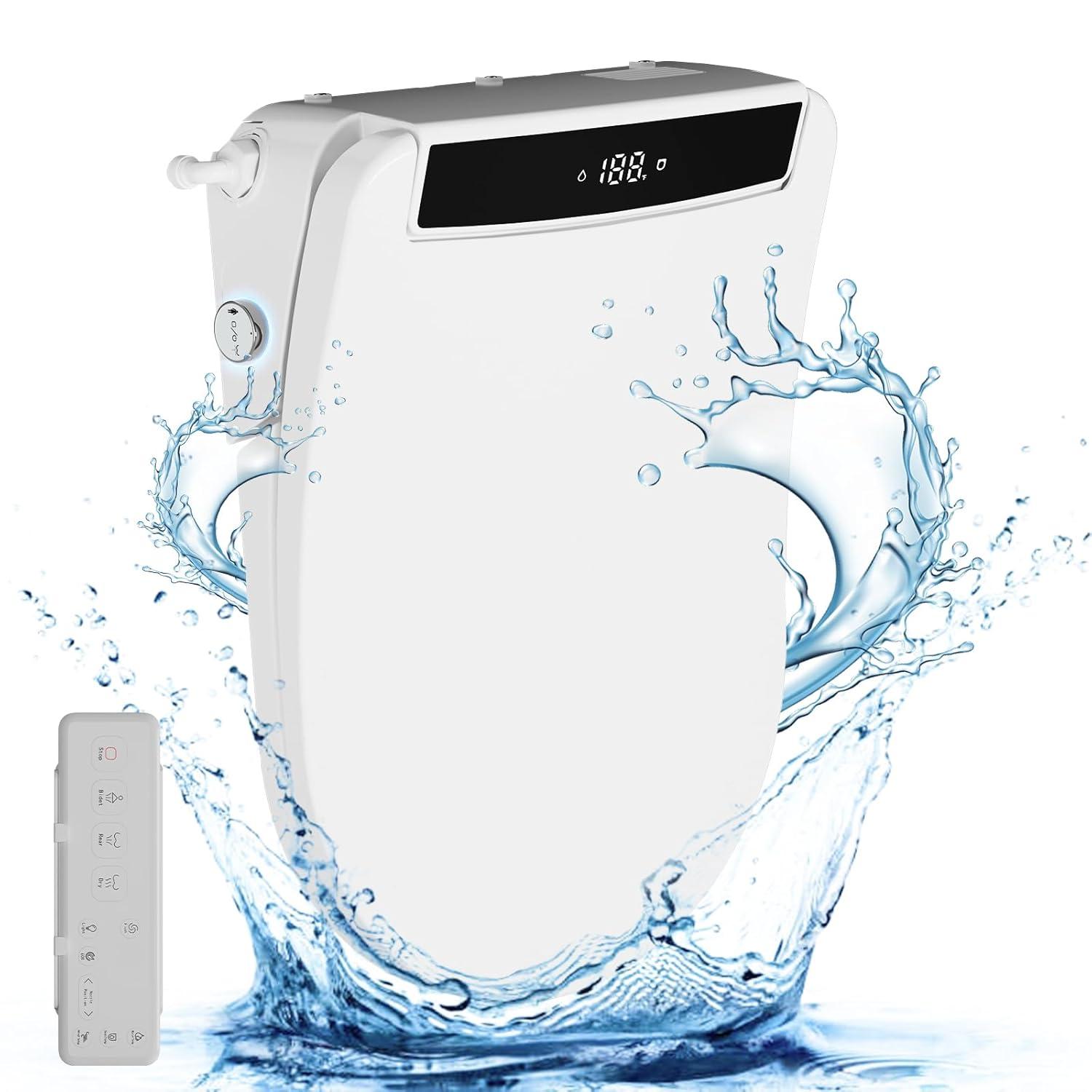 White Heated Electric Bidet Toilet Seat with Stainless Steel Nozzle