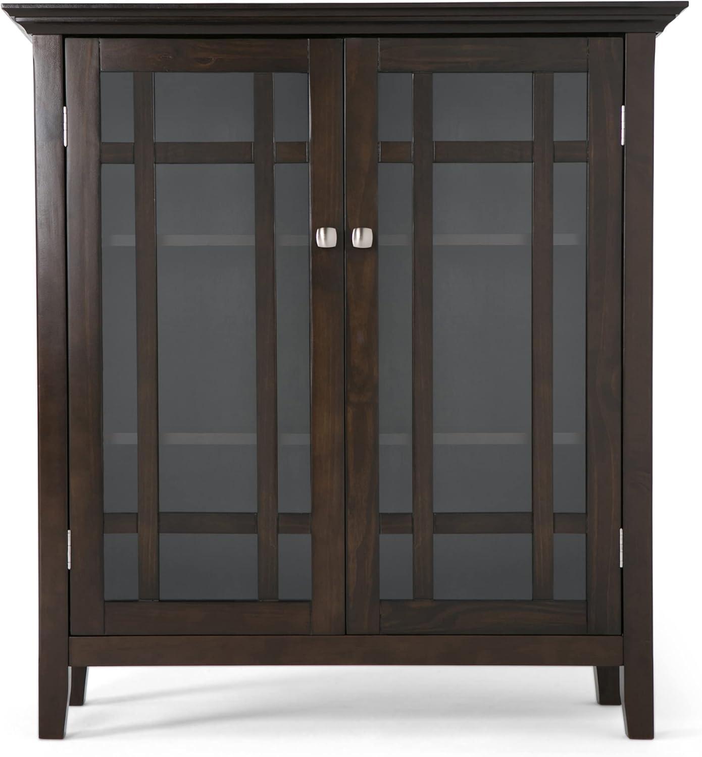 Transitional Dark Tobacco Brown Solid Pine Adjustable Cupboard