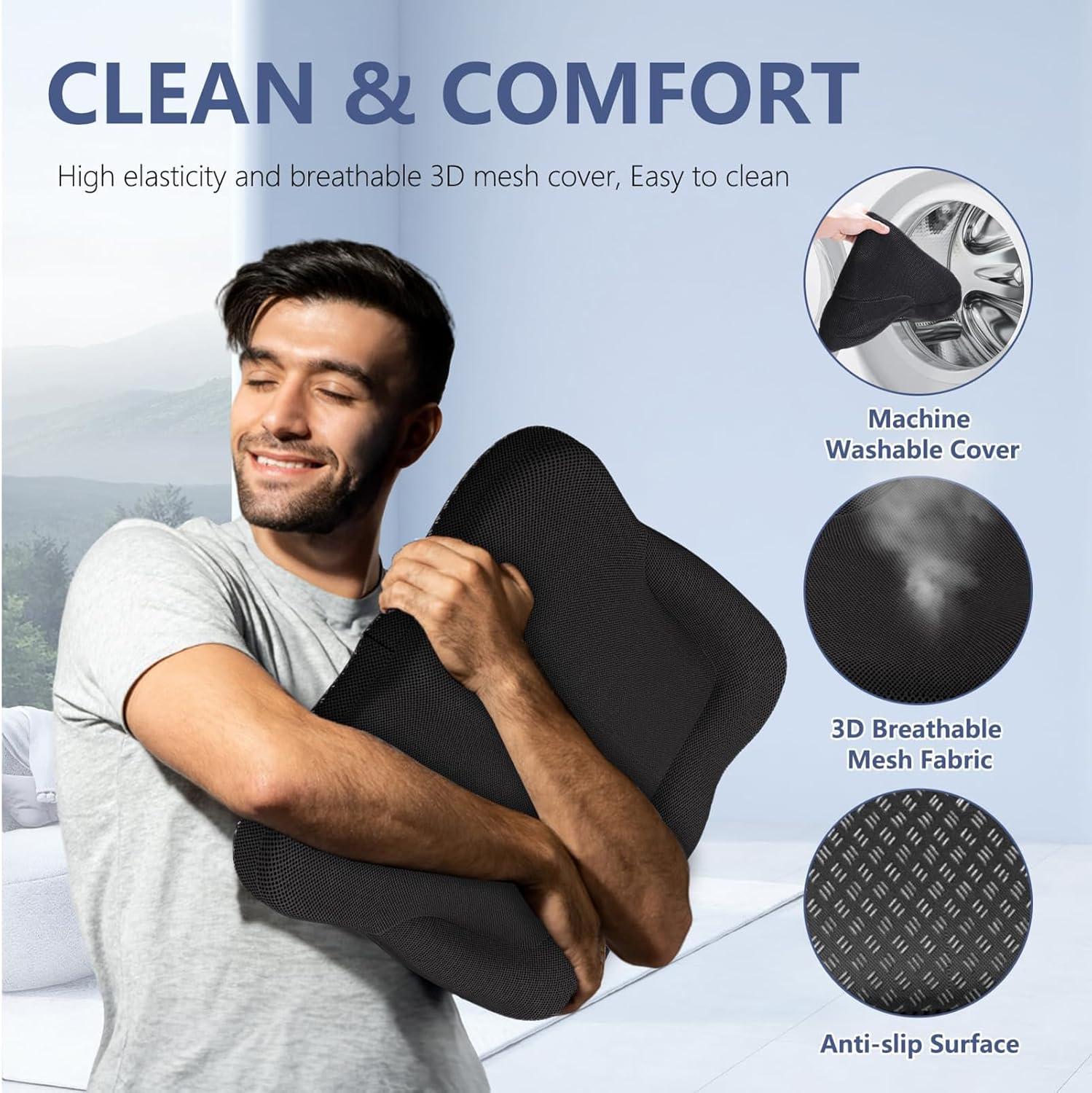 Black Gel Ergonomic Cooling Seat Cushion for Long Sitting