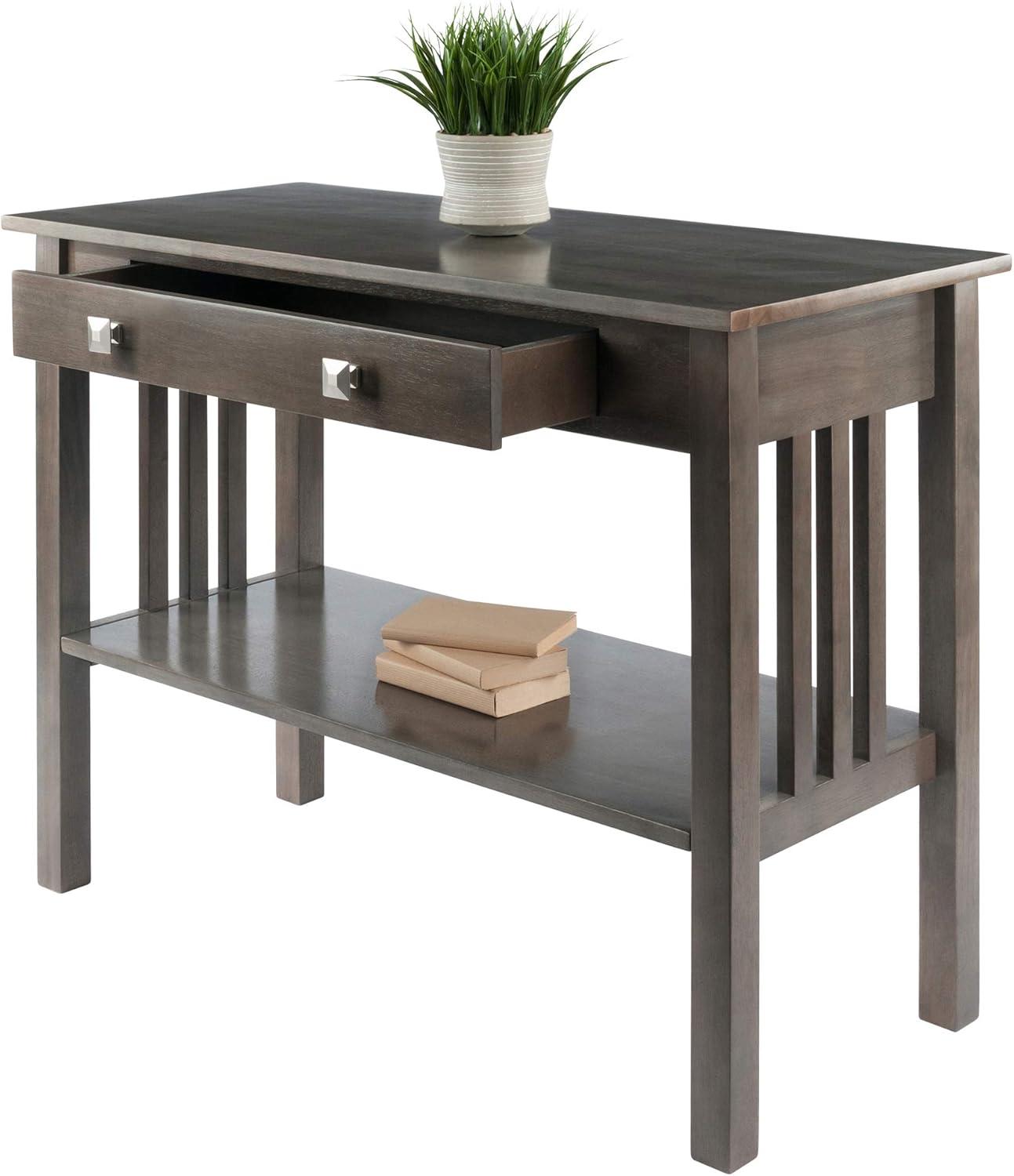 Stafford Console Hall Table Oyster Gray - Winsome: Modern Sofa Table with Storage Shelf & Drawer