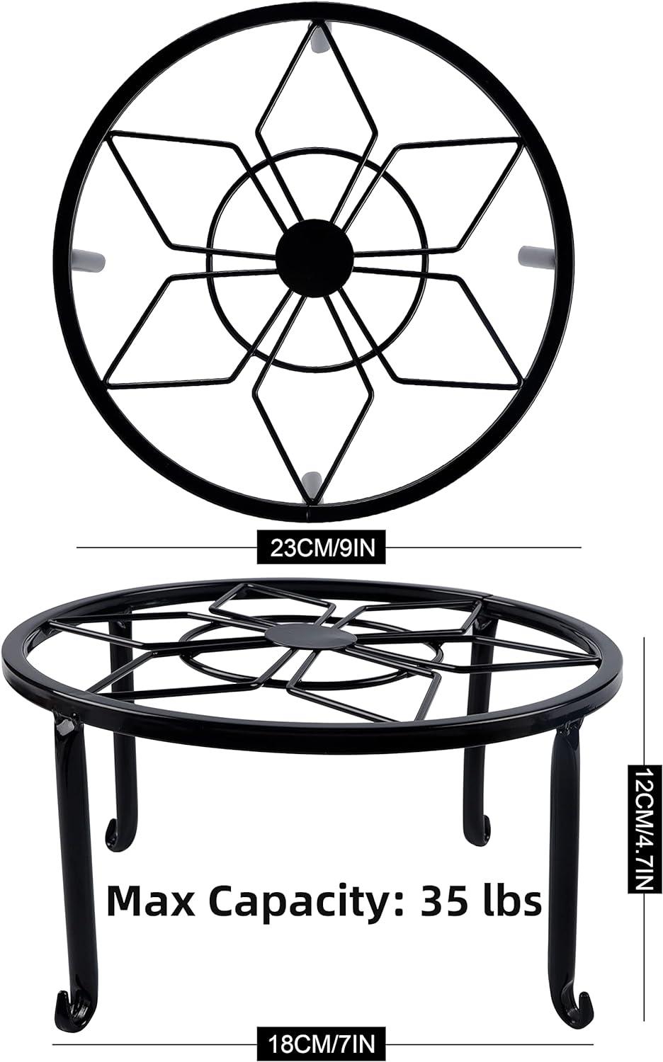 Set of 3 Black Iron Round Plant Stands