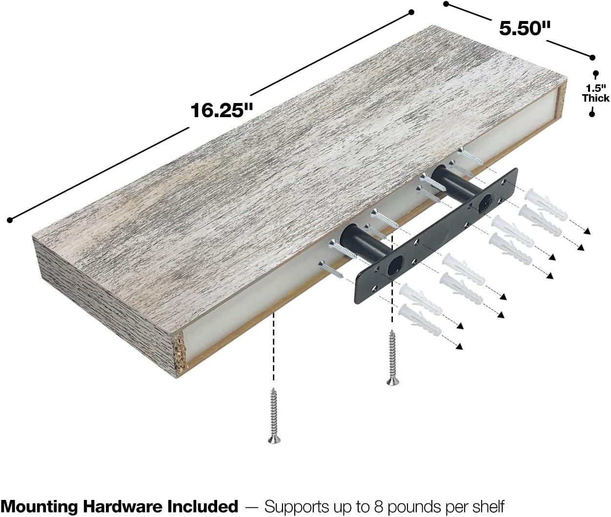 Sorbus Rustic Wood Coastal Beach Style Hanging Rectangle Wall Shelves