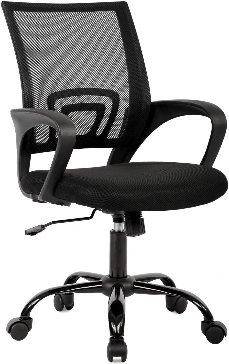 BestOffice Ergonomic Office Chair, Lumbar Support, Adjustable Height with Armrests for Adults(Black)