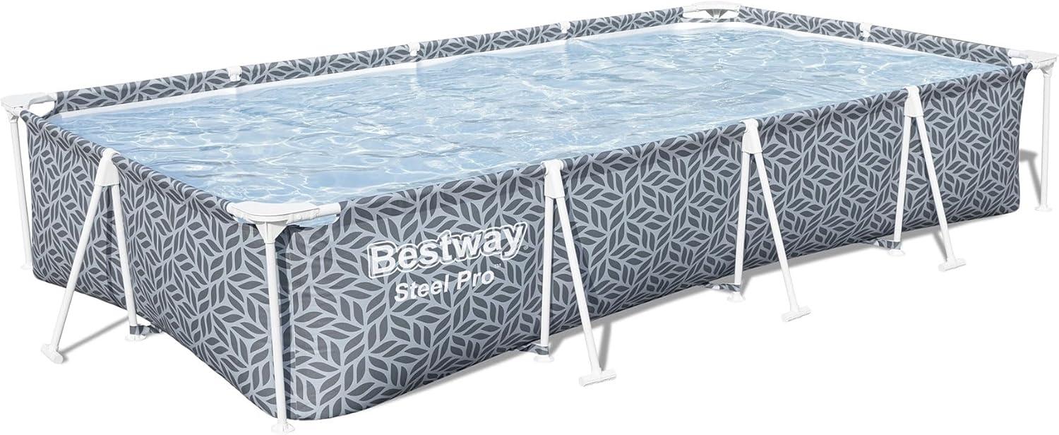 Bestway Steel ProRectangular Metal Frame Above Ground Outdoor Backyard Swimming Pool