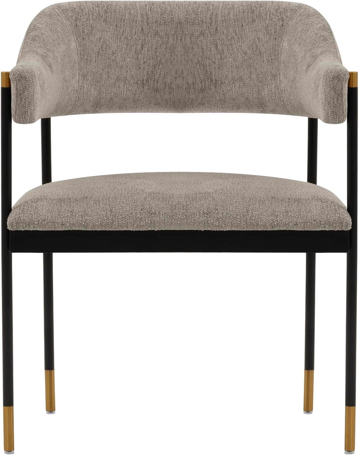 Lia Modern Boucle Upholstered Dining Armchair Stone Gray - Manhattan Comfort: Brushed Gold Accents, No Assembly Required