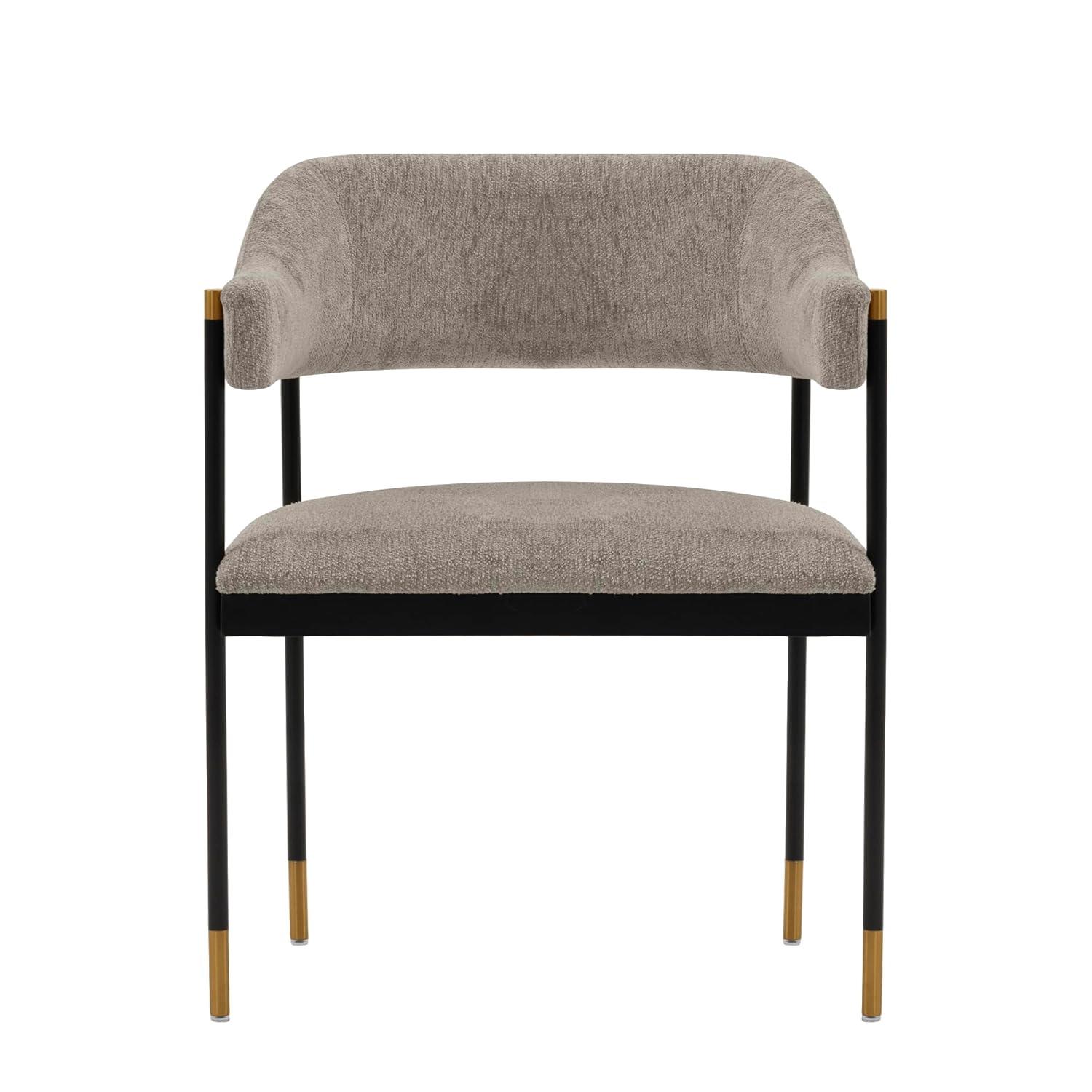 Lia Modern Boucle Upholstered Dining Armchair Stone Gray - Manhattan Comfort: Brushed Gold Accents, No Assembly Required