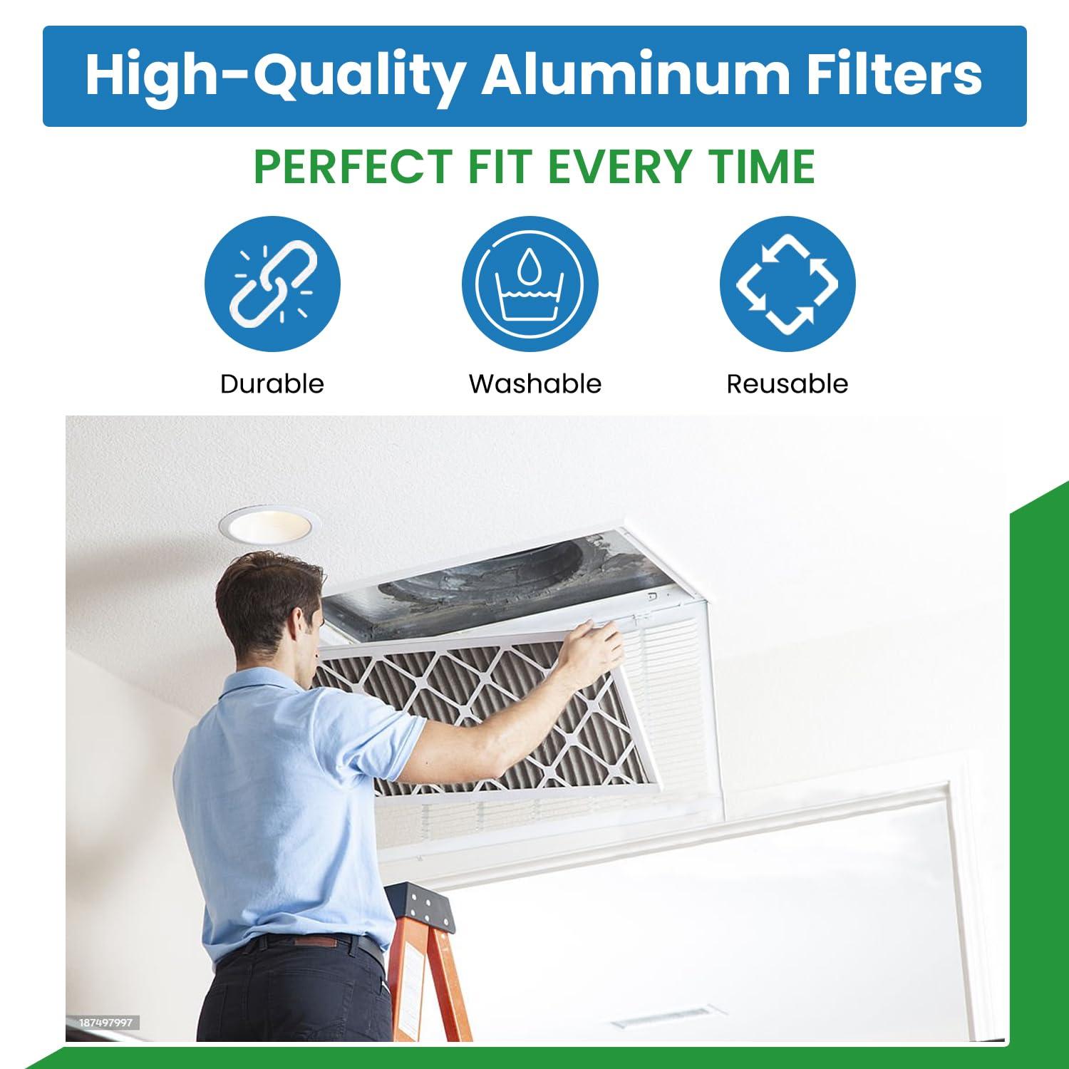 Filter Everything Washable Aluminum Air Filter – 24 x 24 x 1 – Permanent, Reusable HVAC Intake Filter – Heavy-Duty Expanded Aluminum Mesh – Pre-Filter for HEPA or Pleated Filters