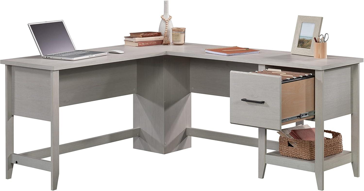 Summit Station 1 Drawer L Shaped Desk Glacier Oak - Sauder: Home Office Furniture with Metal Hardware & Laminated Finish