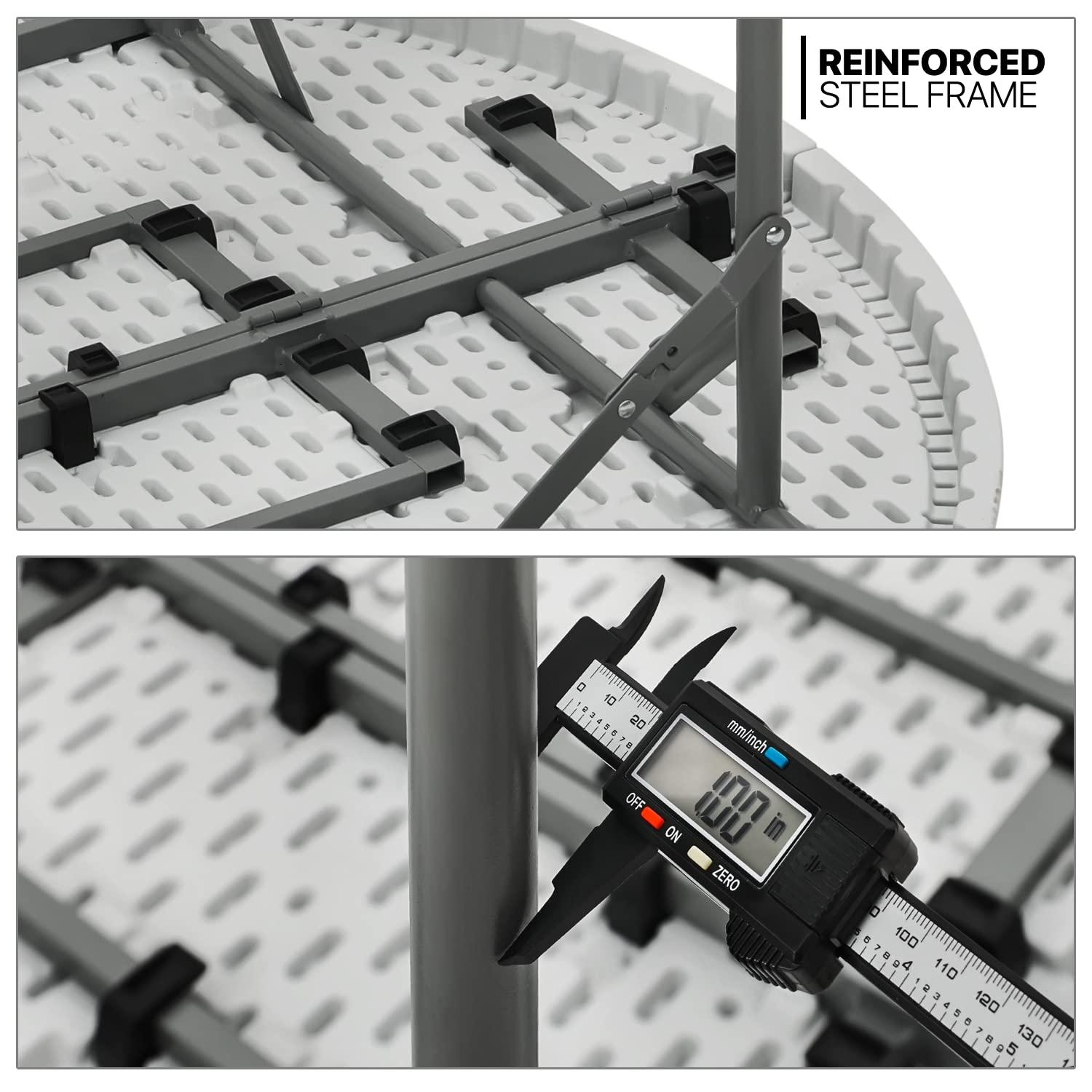 Plastic Round Folding Table, Portable Foldable Party Banquet Table for Camping Dining Outdoor Picnic