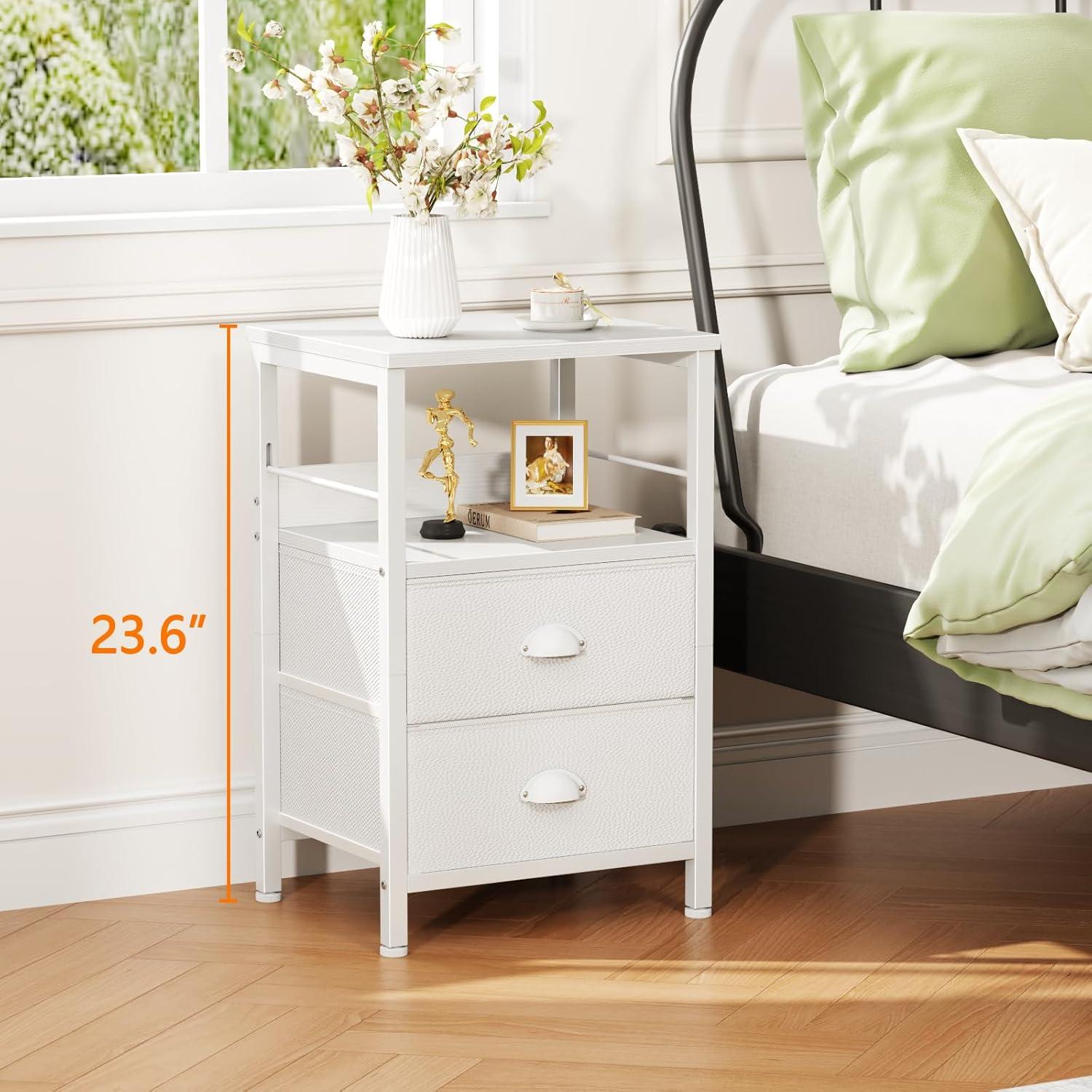 Furologee Nightstands Set of 2, White