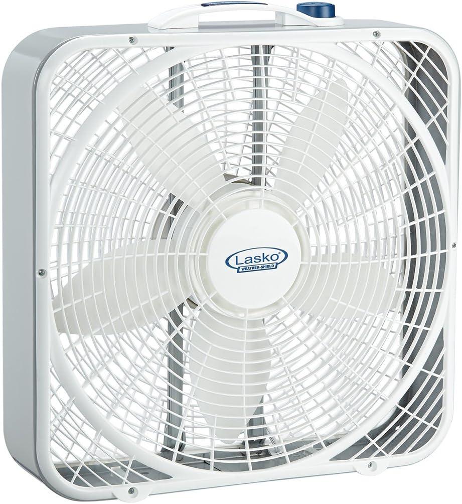 Lasko 20 Weather-Shield Performance Box Fan-Features Innovative Wind Ring System for Up to 30% More Air, 20 Inch, 3720