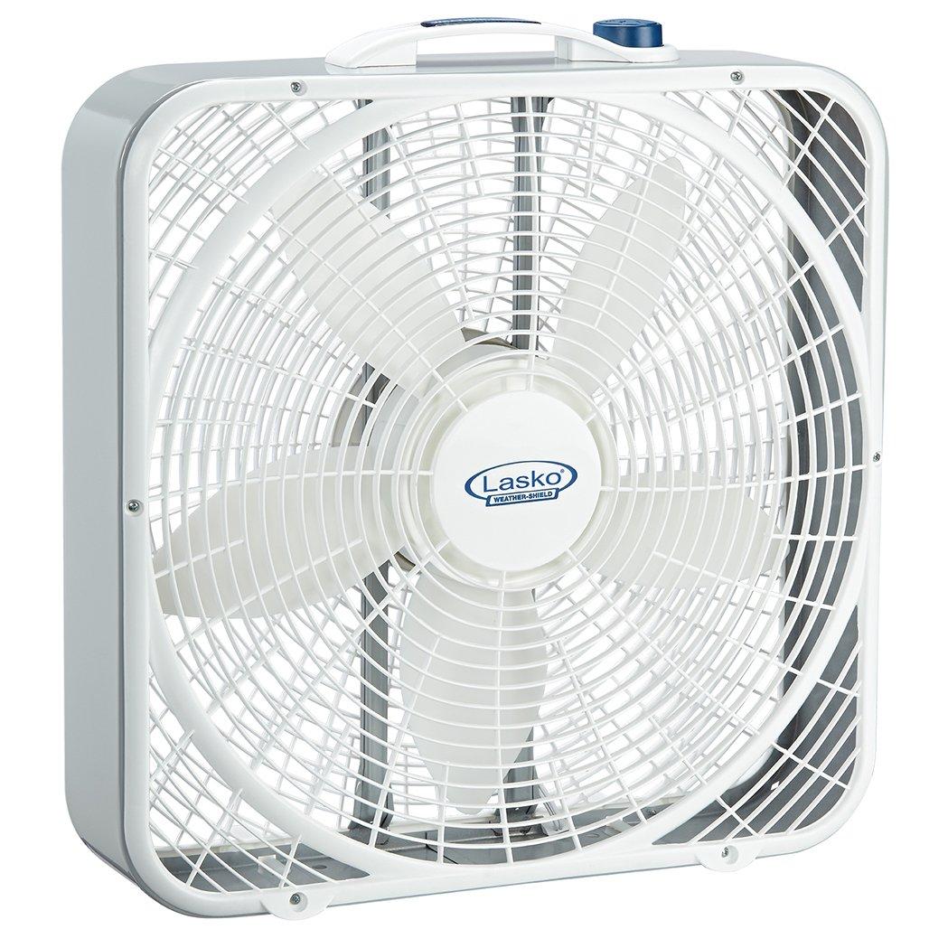 Lasko 20 Weather-Shield Performance Box Fan-Features Innovative Wind Ring System for Up to 30% More Air, 20 Inch, 3720
