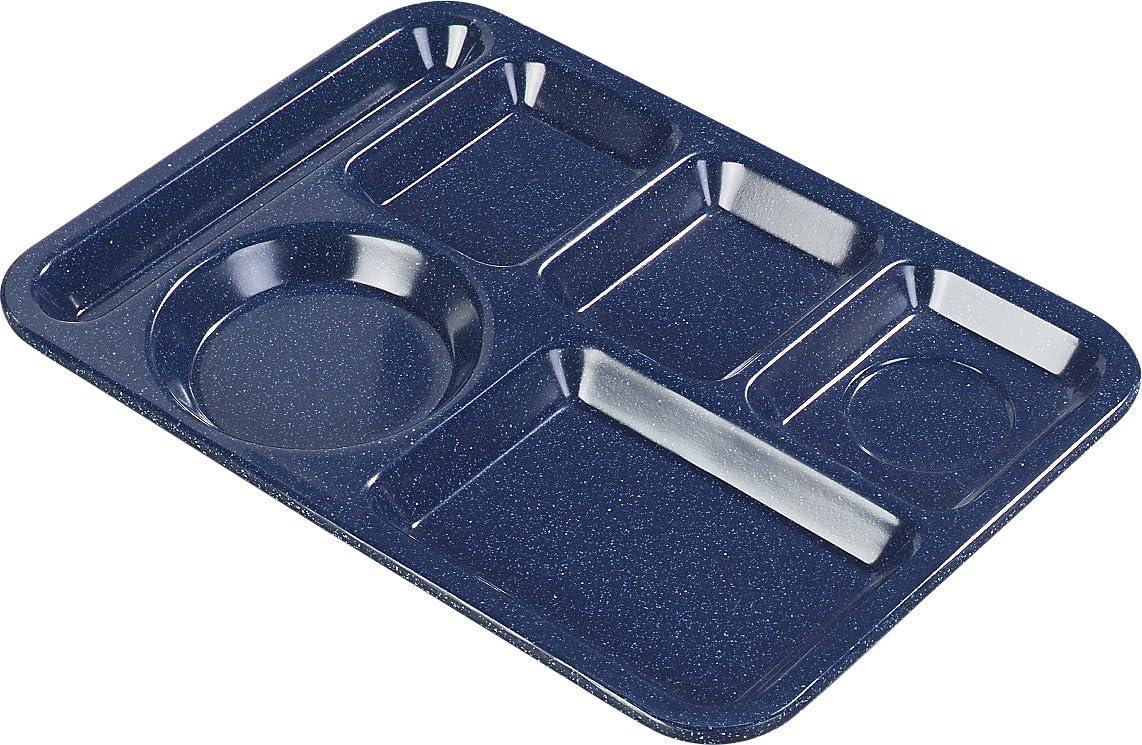 Cafe Blue Heavyweight Melamine Left-Handed 6-Compartment Meal Tray