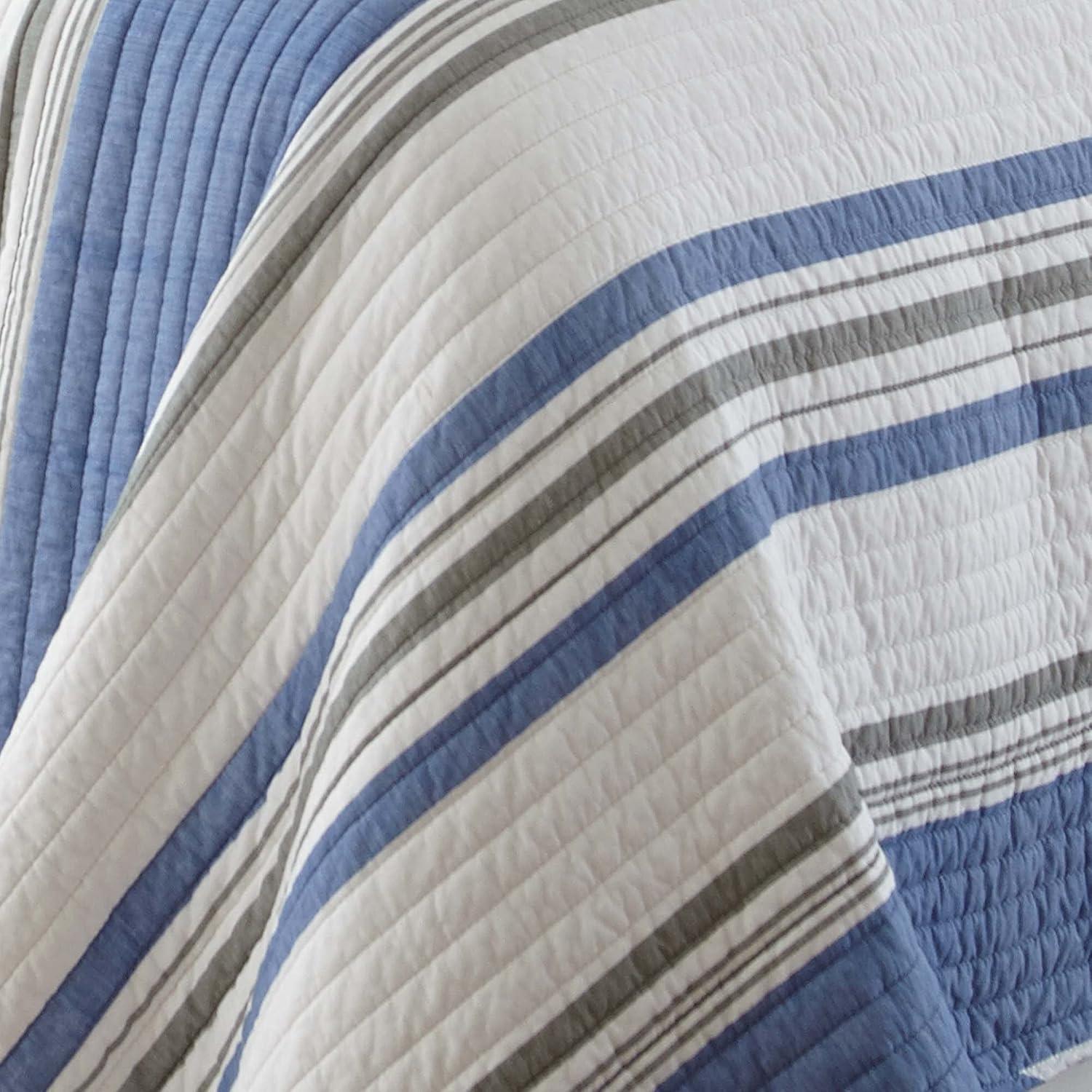 St Bart Coastal Quilt Set - Full/Queen Quilt and Two Standard Shams Blue - Levtex Home